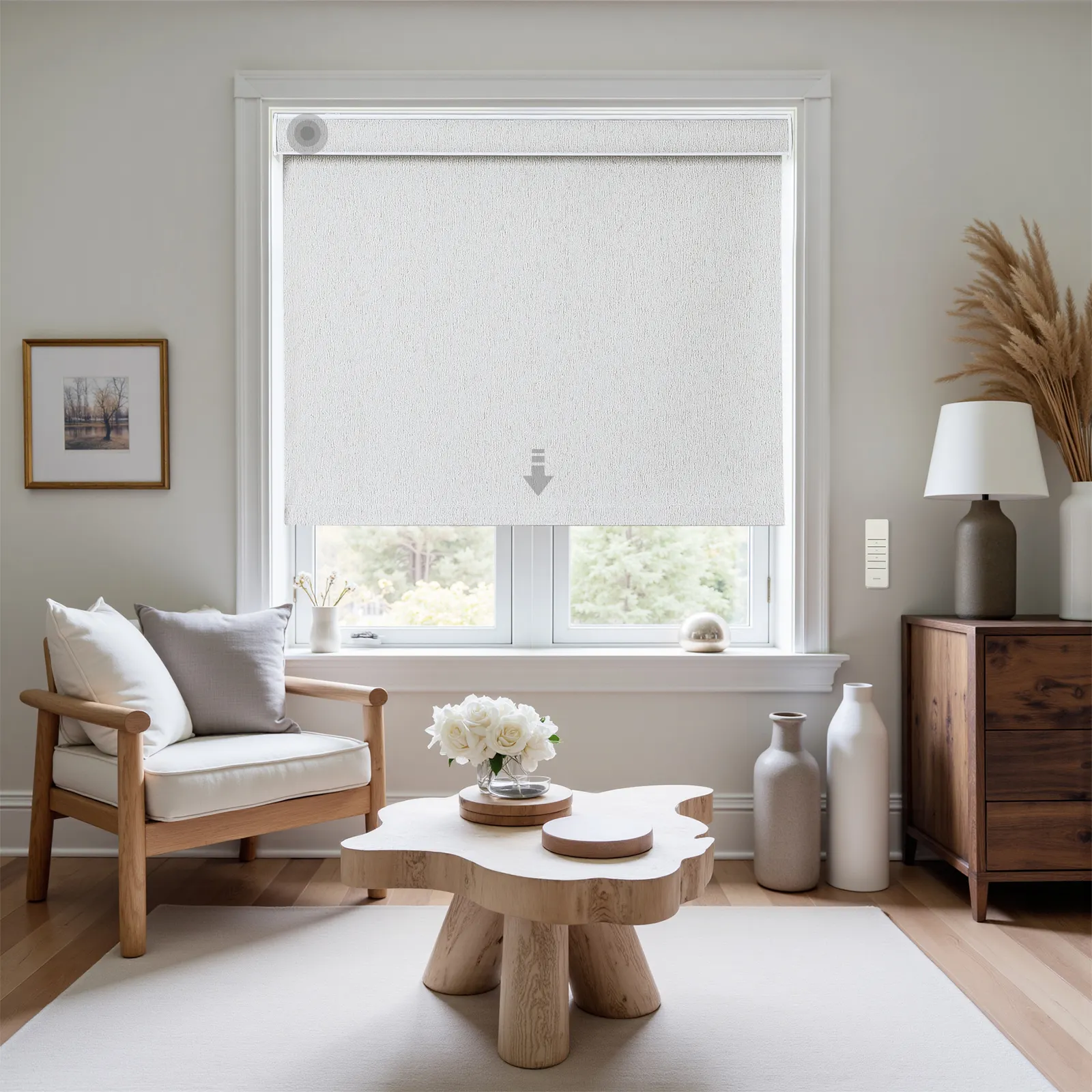 Alvin Motorized Linen Blackout Roller Shade