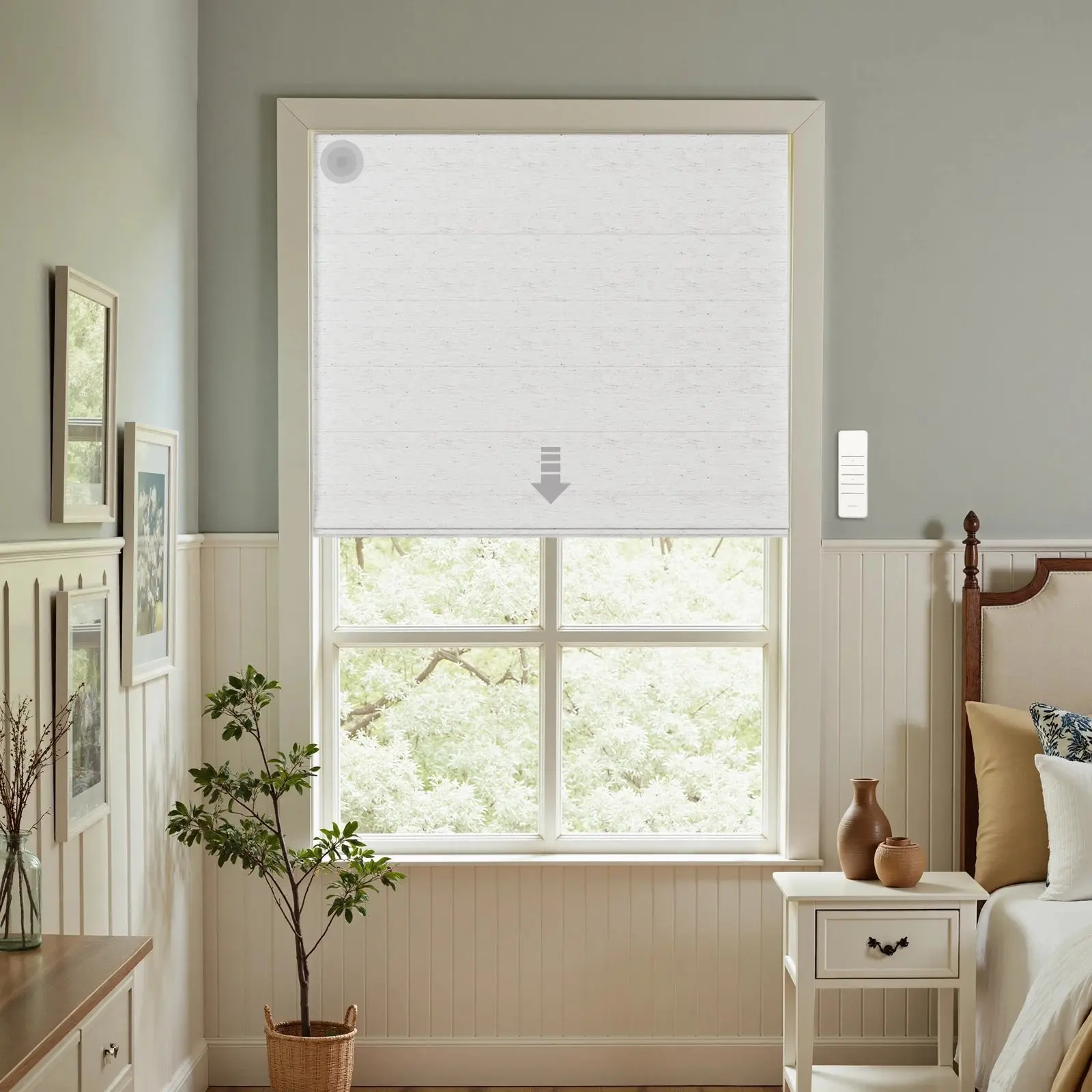 Alvin Motorized Linen Blackout Roman Shade