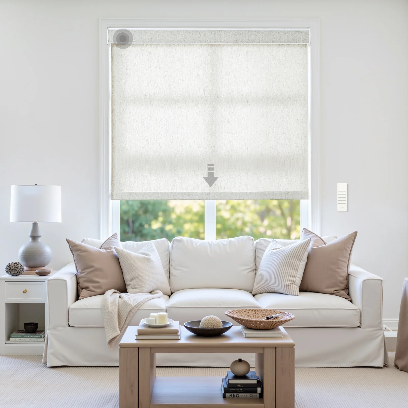 Alvin Motorized Linen Light Filtering Roller Shade