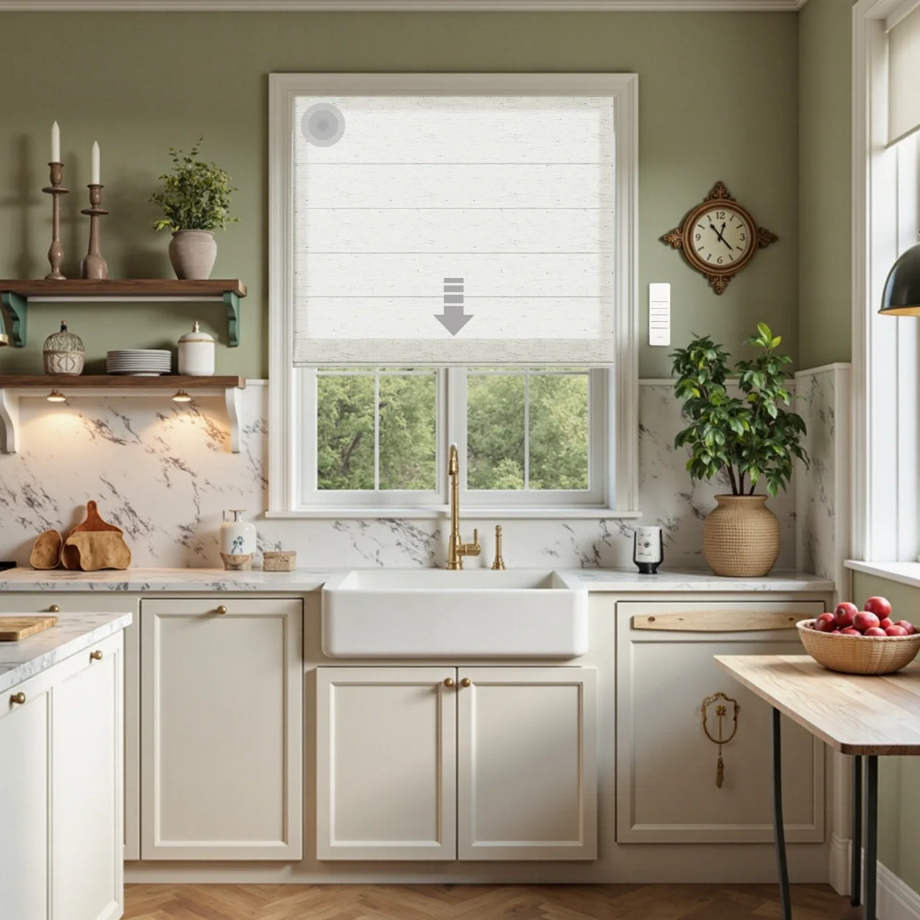 Alvin Motorized Linen Light Filtering Roman Shade