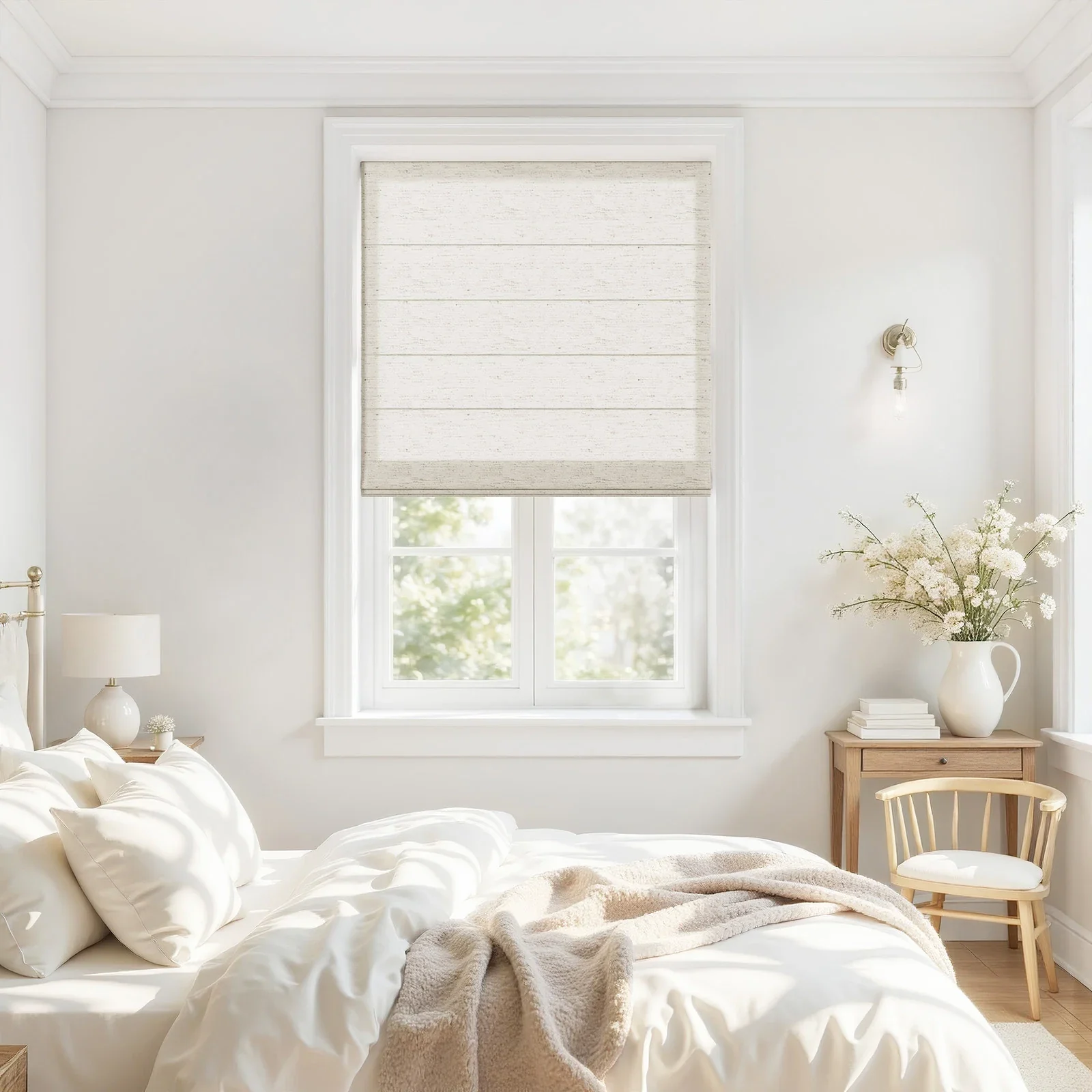 Alvin Motorized Linen Light Filtering Roman Shade - Image 14