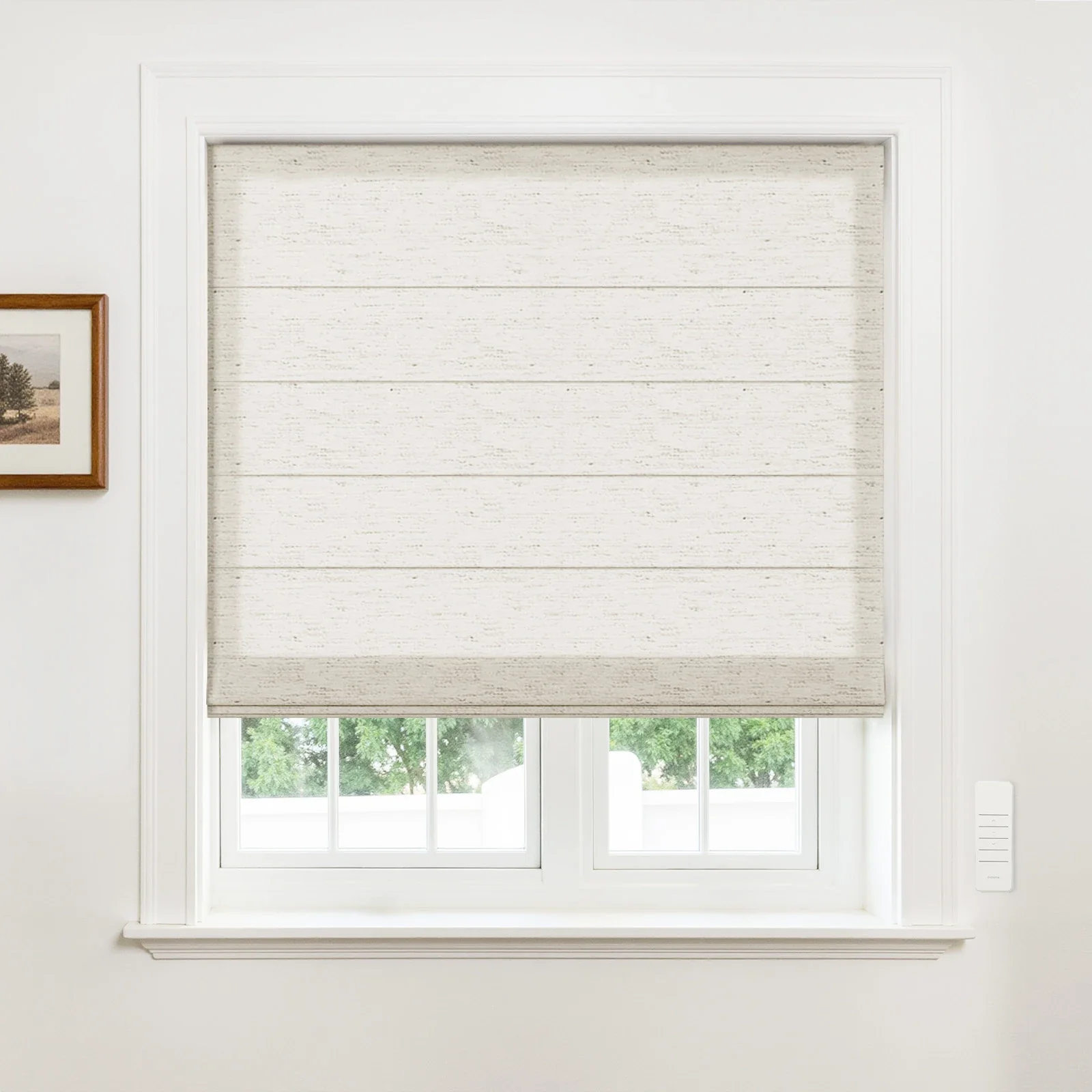Alvin Motorized Linen Light Filtering Roman Shade - Image 15