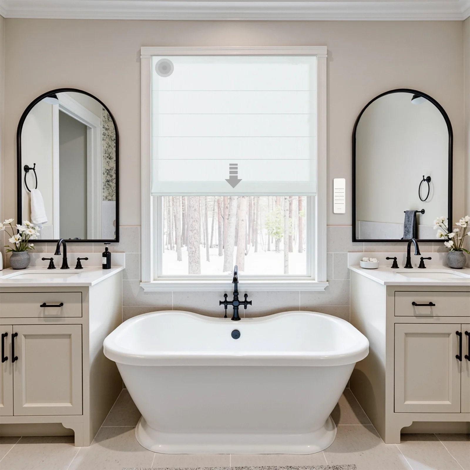 Alvin Motorized Sheer Light Filtering Roman Shade
