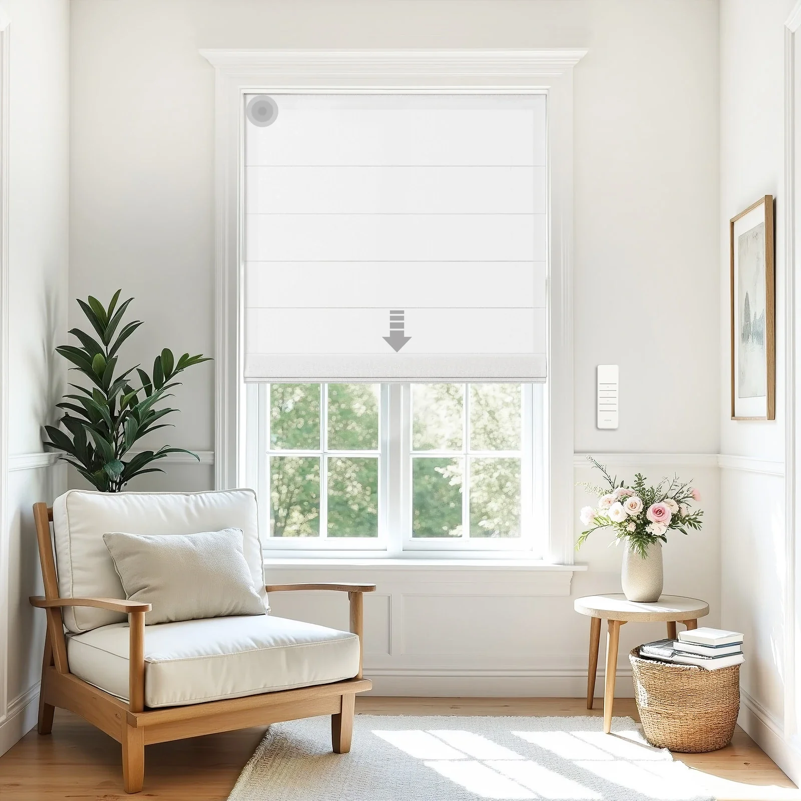 Alvin Motorized Sheer Light Filtering Roman Shade - Image 7