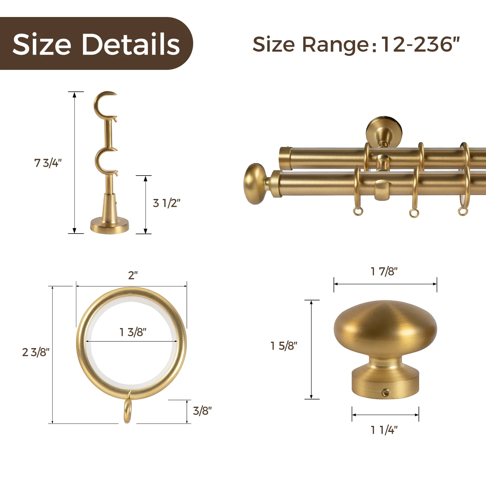 Arno Double Decorative Curtain Rod with Rings - Image 5