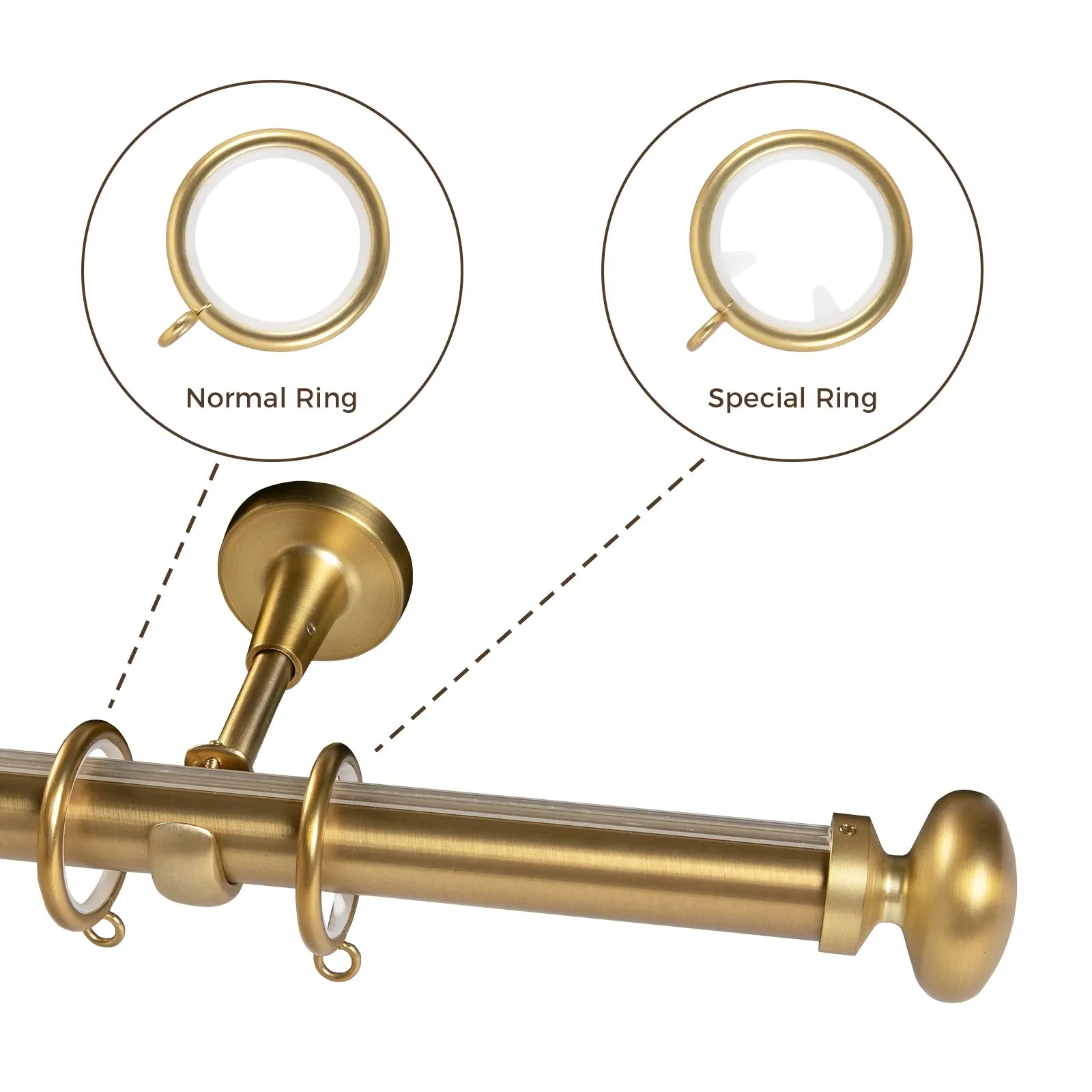 Arno Single Decorative Curtain Rod with Rings - Image 14