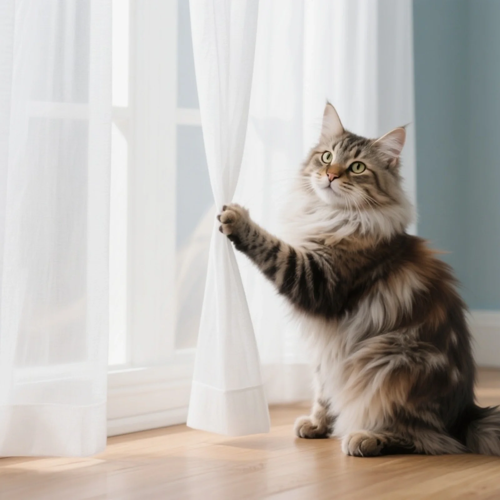 Bella Scratch Resistant Pet-Friendly Sheer Curtain Pleated - Image 6