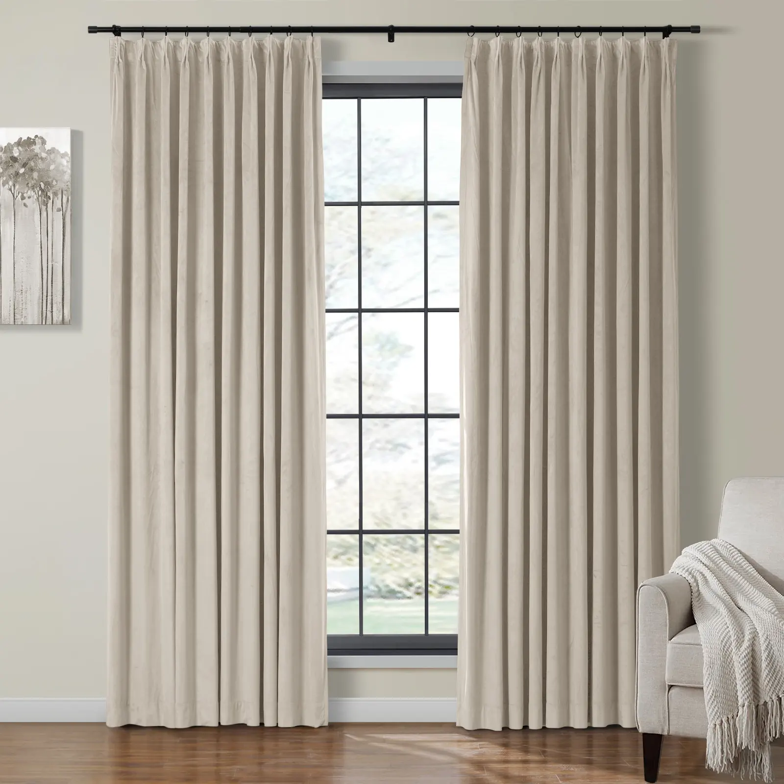 Birkin Velvet Curtain Pinch Pleated Thermal Drapes - Image 35