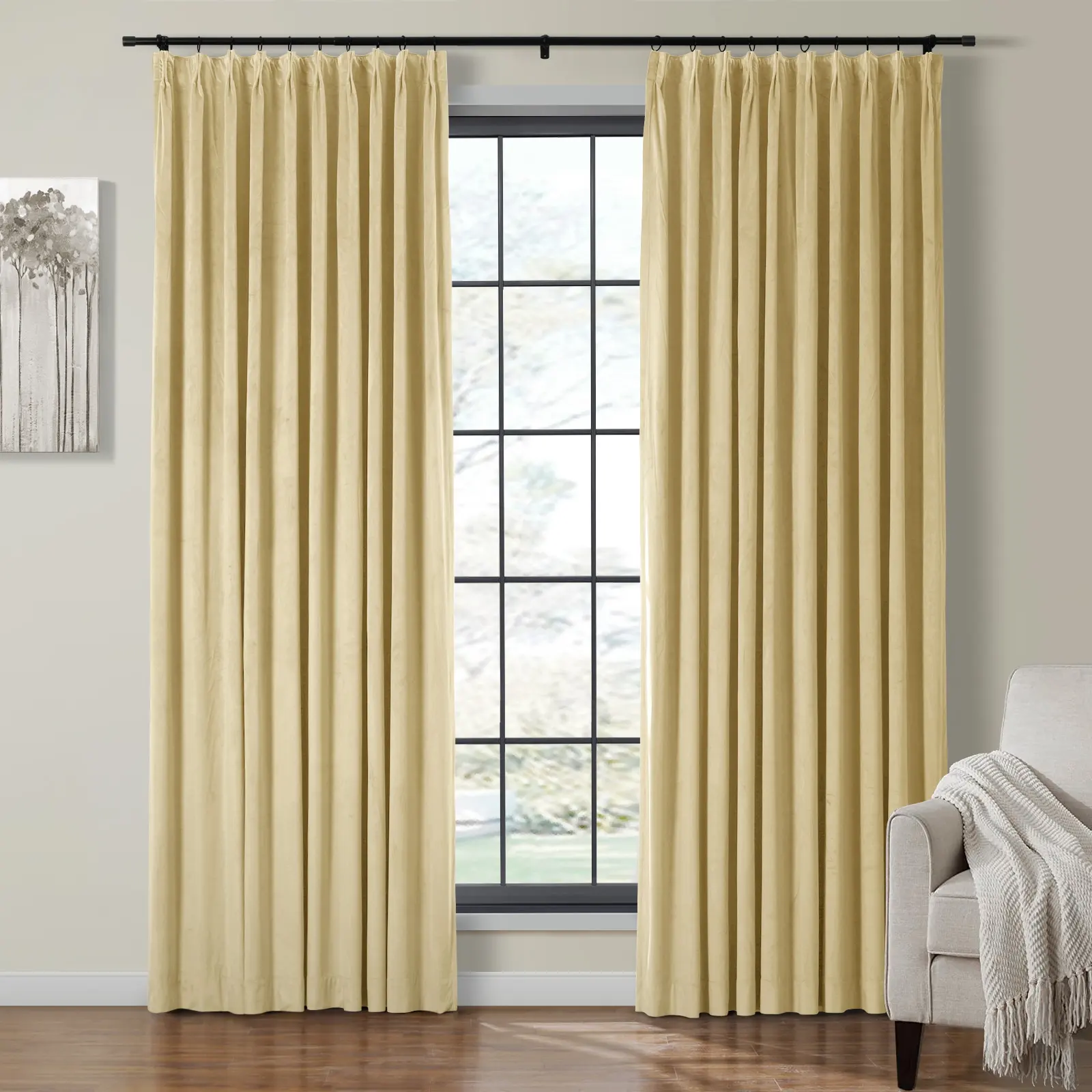 Birkin Velvet Curtain Pinch Pleated Thermal Drapes - Image 36