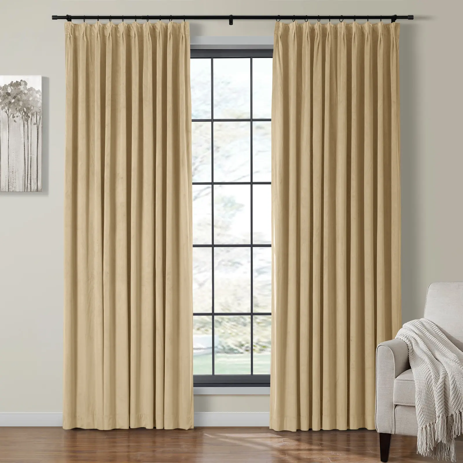 Birkin Velvet Curtain Pinch Pleated Thermal Drapes - Image 37