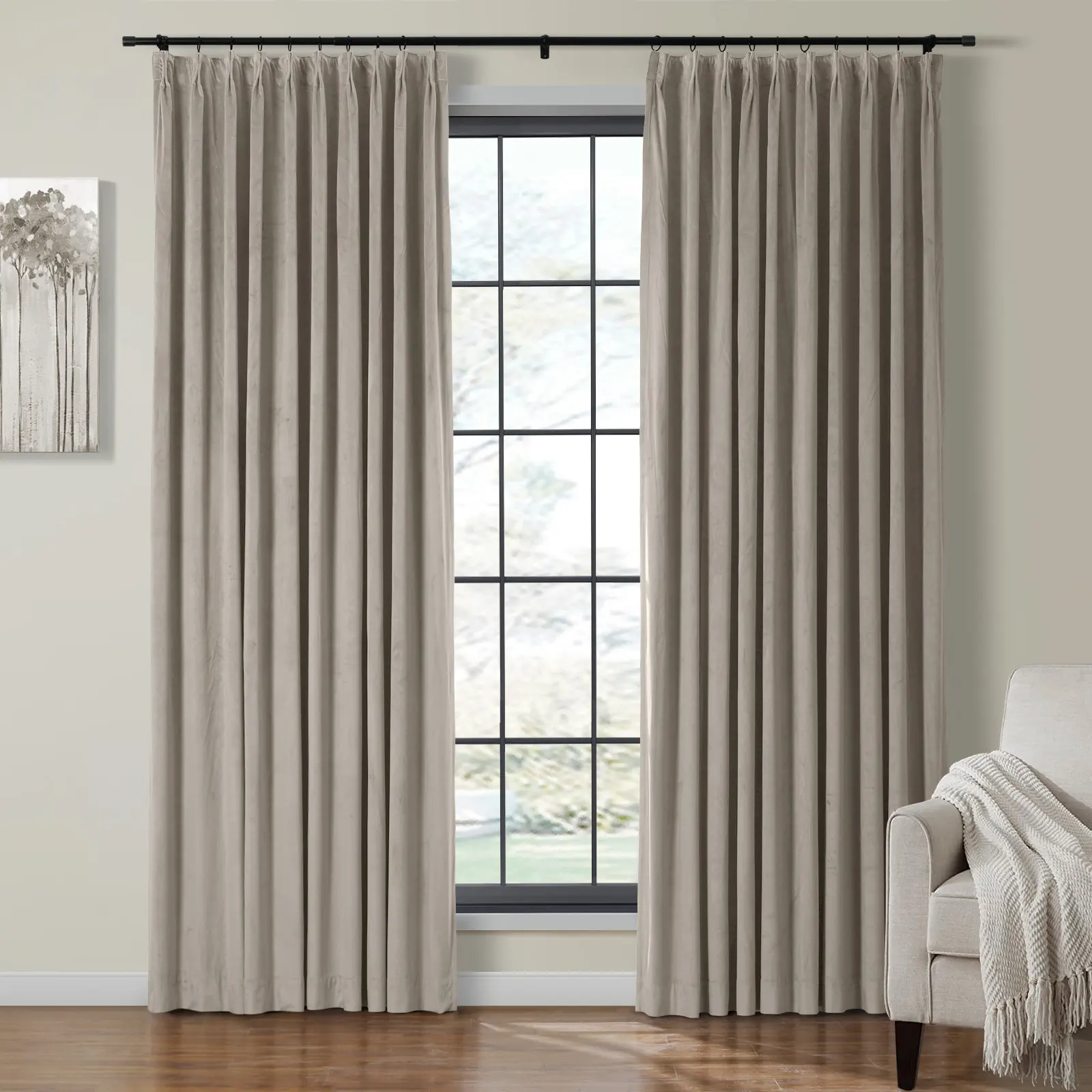 Birkin Velvet Curtain Pinch Pleated Thermal Drapes - Image 38