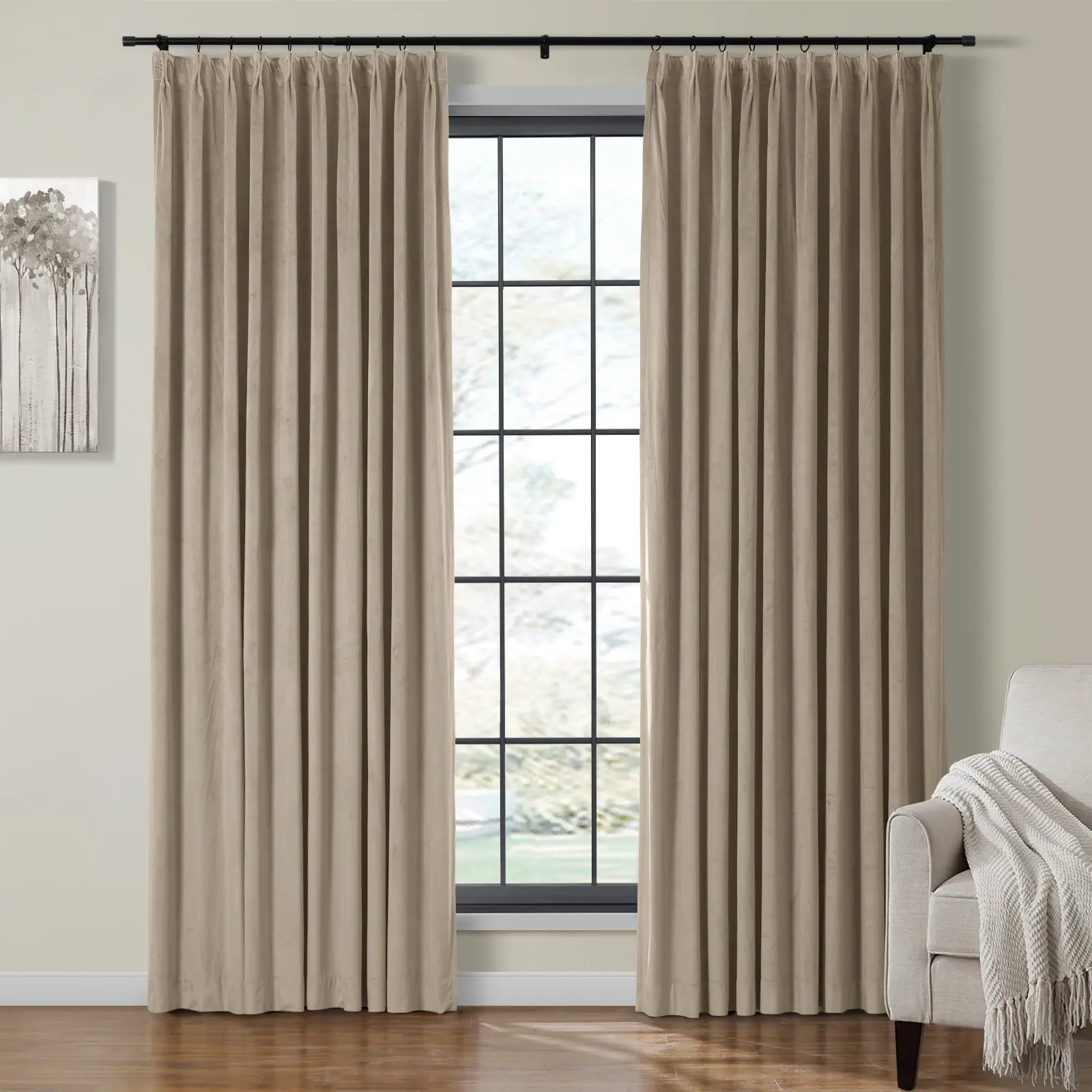 Birkin Velvet Curtain Pinch Pleated Thermal Drapes - Image 39