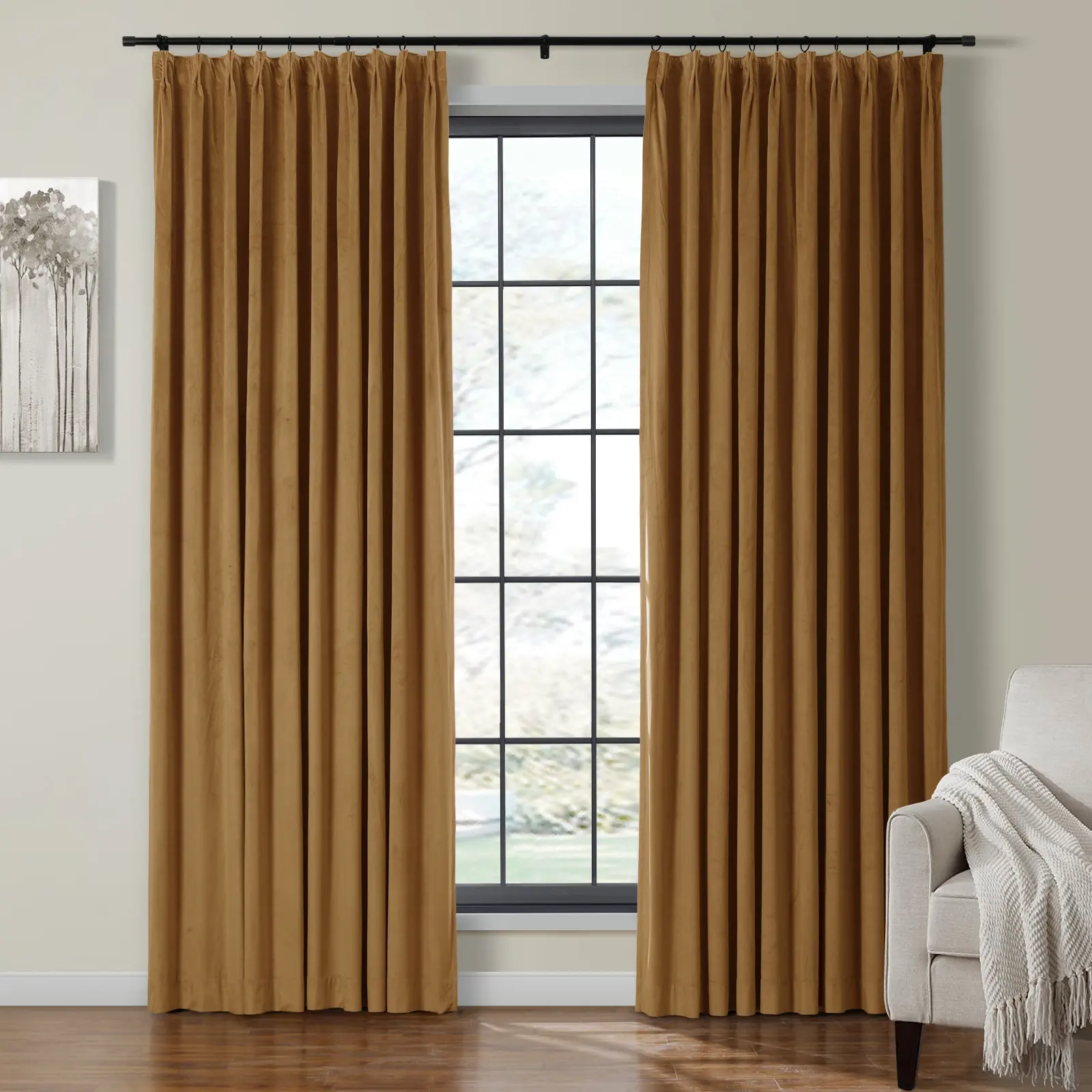 Birkin Velvet Curtain Pinch Pleated Thermal Drapes - Image 40