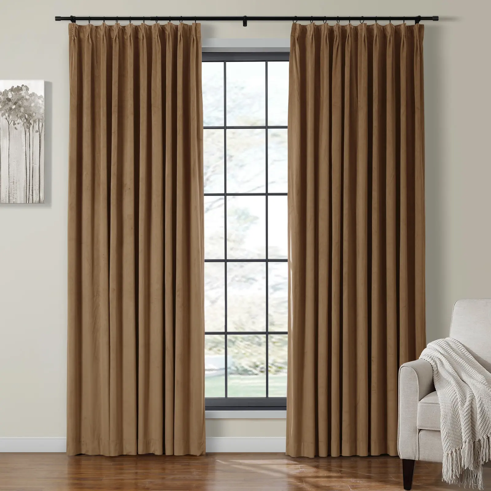 Birkin Velvet Curtain Pinch Pleated Thermal Drapes - Image 41