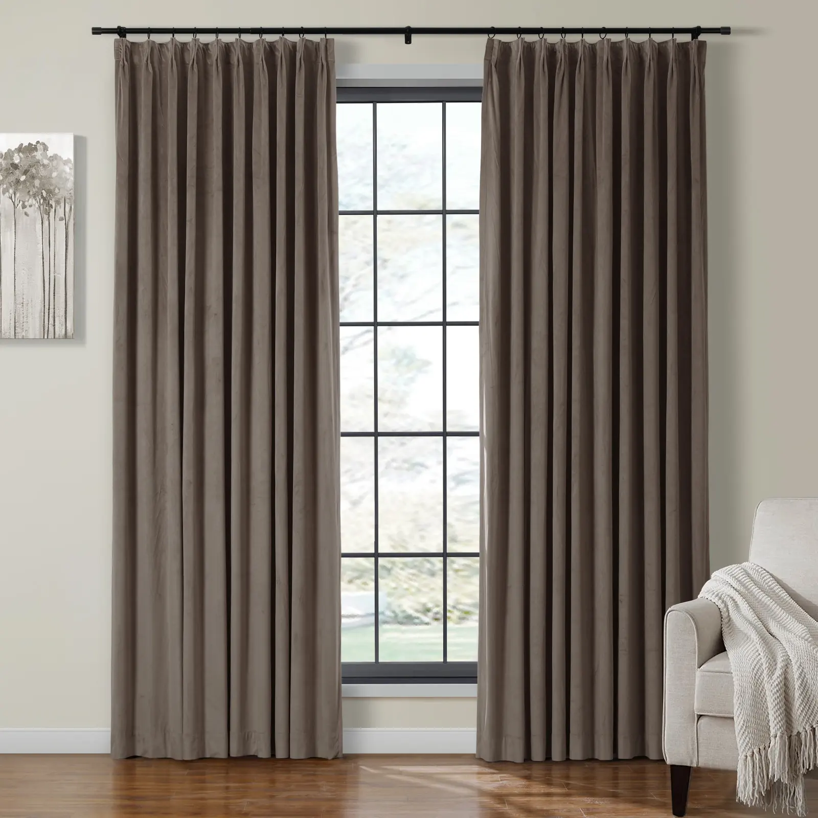 Birkin Velvet Curtain Pinch Pleated Thermal Drapes - Image 42
