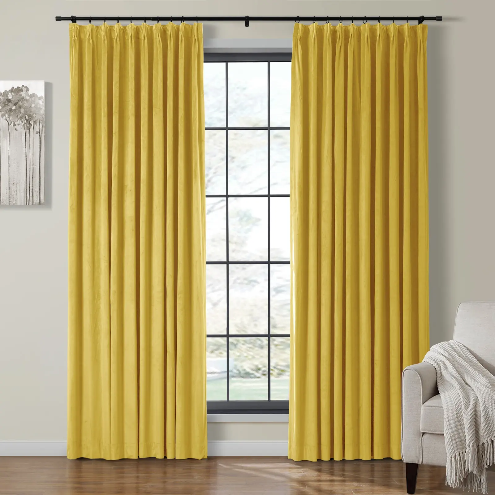 Birkin Velvet Curtain Pinch Pleated Thermal Drapes - Image 43