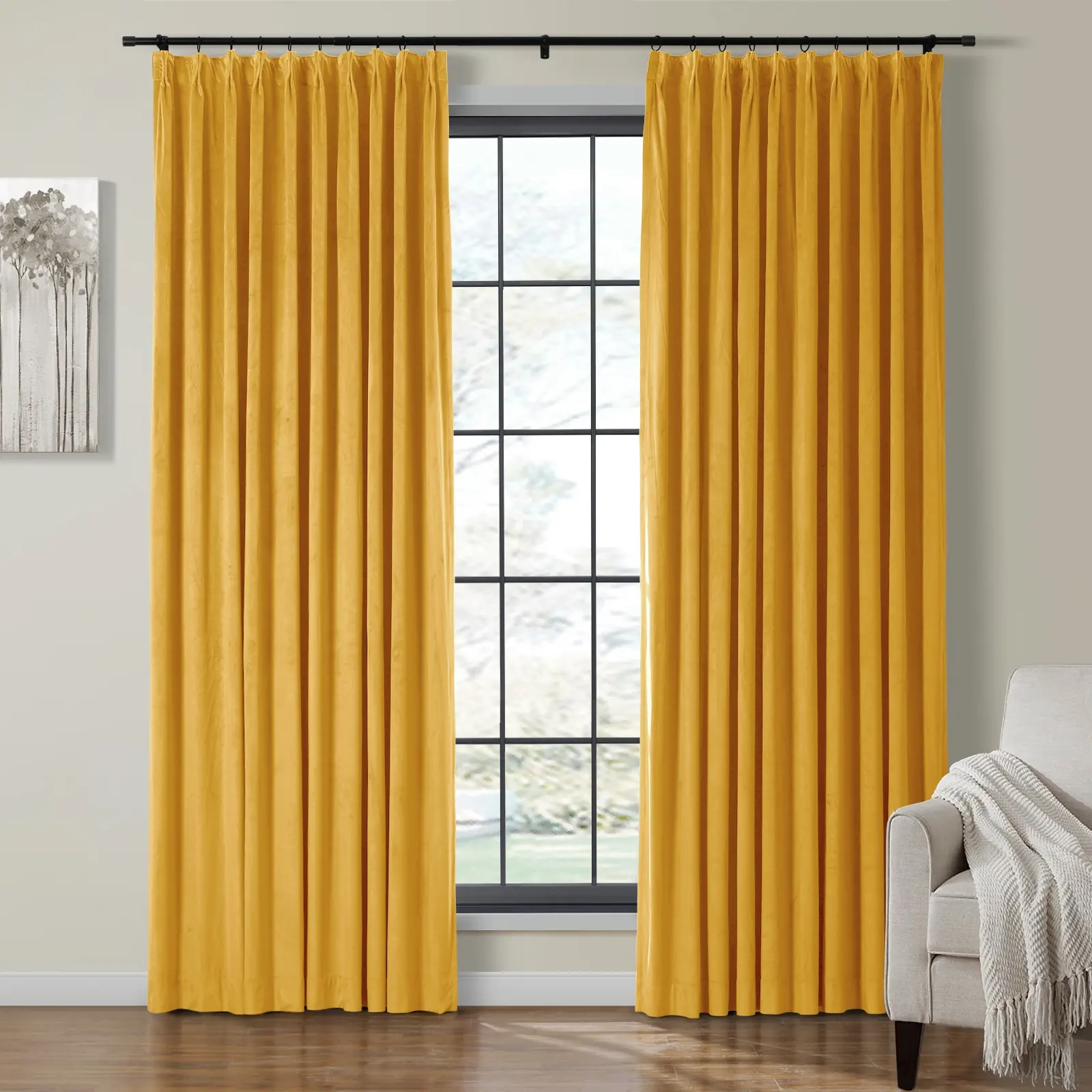 Birkin Velvet Curtain Pinch Pleated Thermal Drapes - Image 44