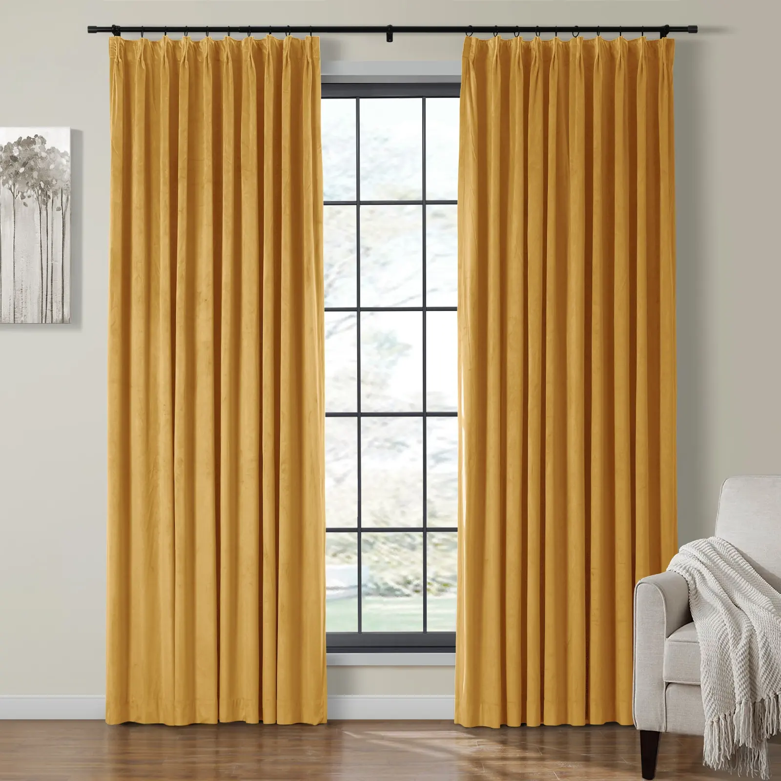 Birkin Velvet Curtain Pinch Pleated Thermal Drapes - Image 45
