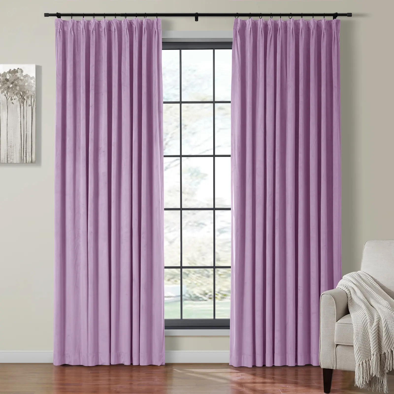 Birkin Velvet Curtain Pinch Pleated Thermal Drapes - Image 46