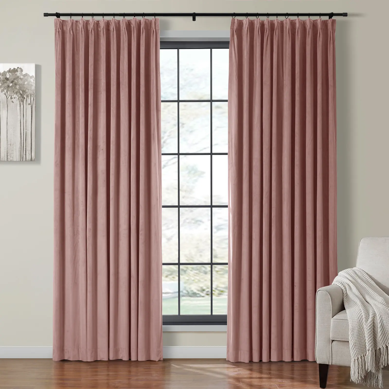Birkin Velvet Curtain Pinch Pleated Thermal Drapes - Image 47