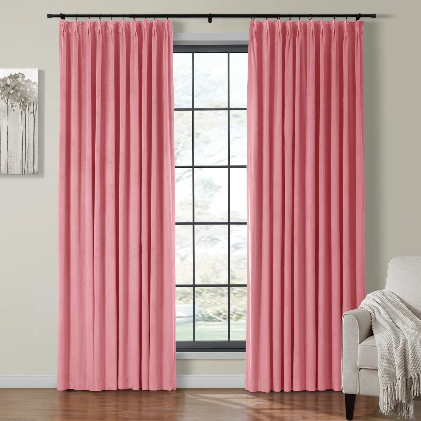 Birkin Velvet Curtain Pinch Pleated Thermal Drapes - Image 48