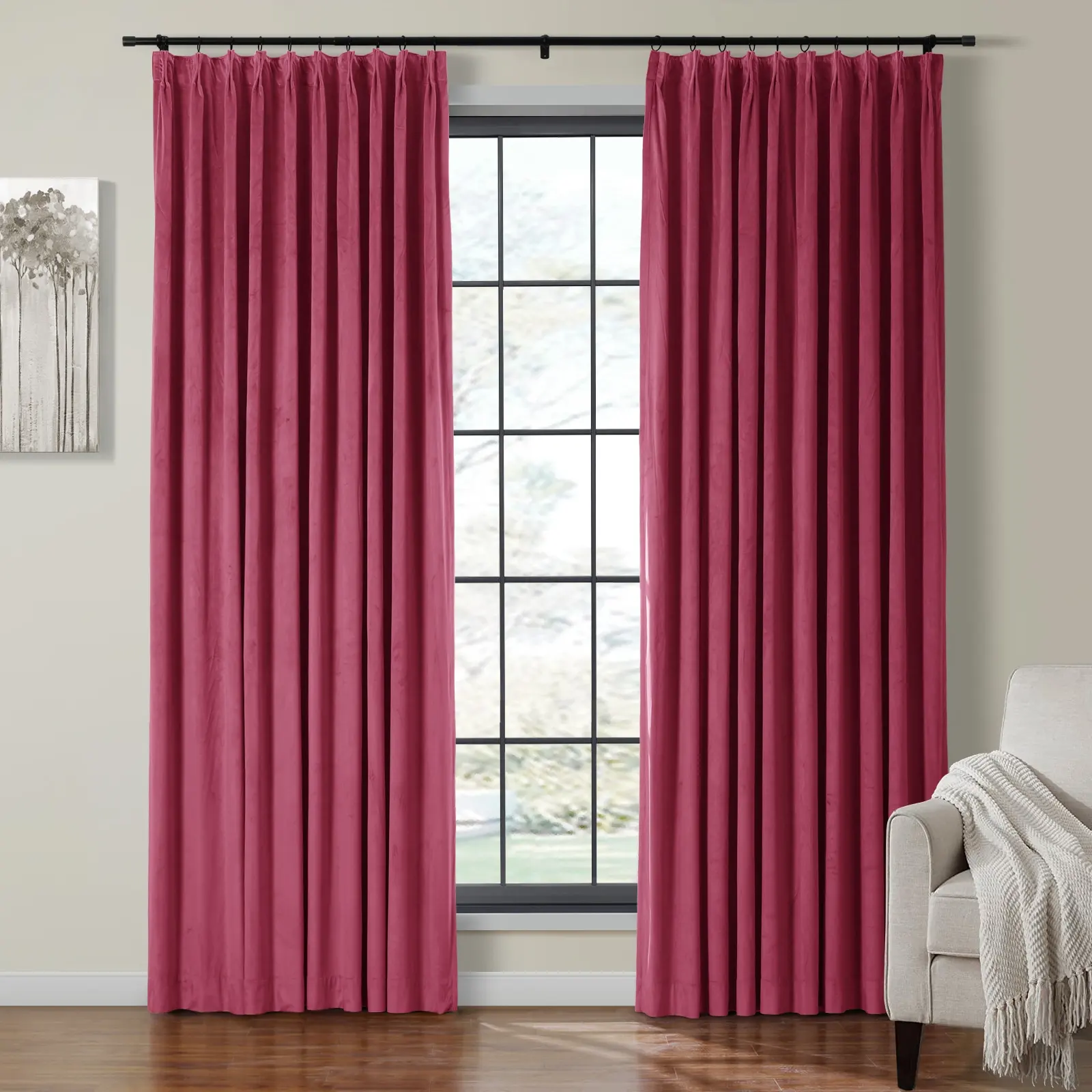 Birkin Velvet Curtain Pinch Pleated Thermal Drapes - Image 49