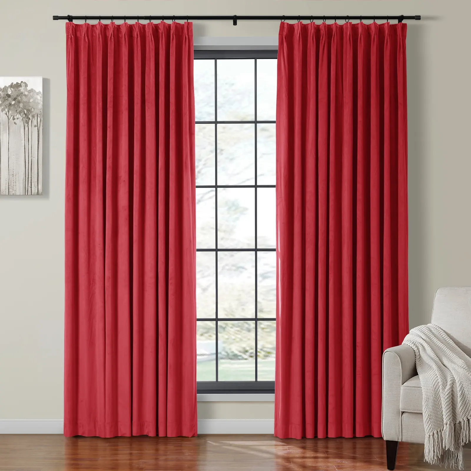 Birkin Velvet Curtain Pinch Pleated Thermal Drapes - Image 50