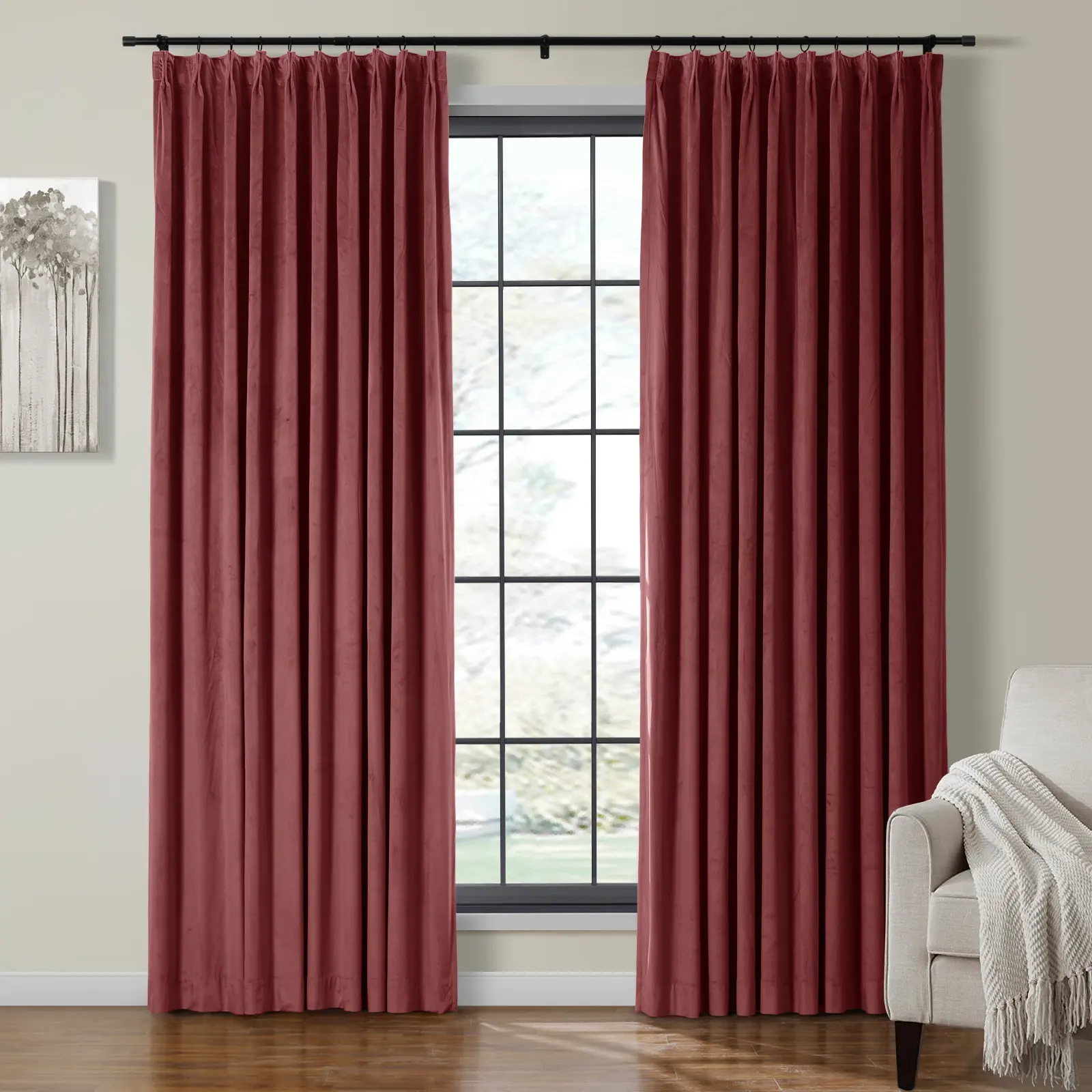 Birkin Velvet Curtain Pinch Pleated Thermal Drapes - Image 51