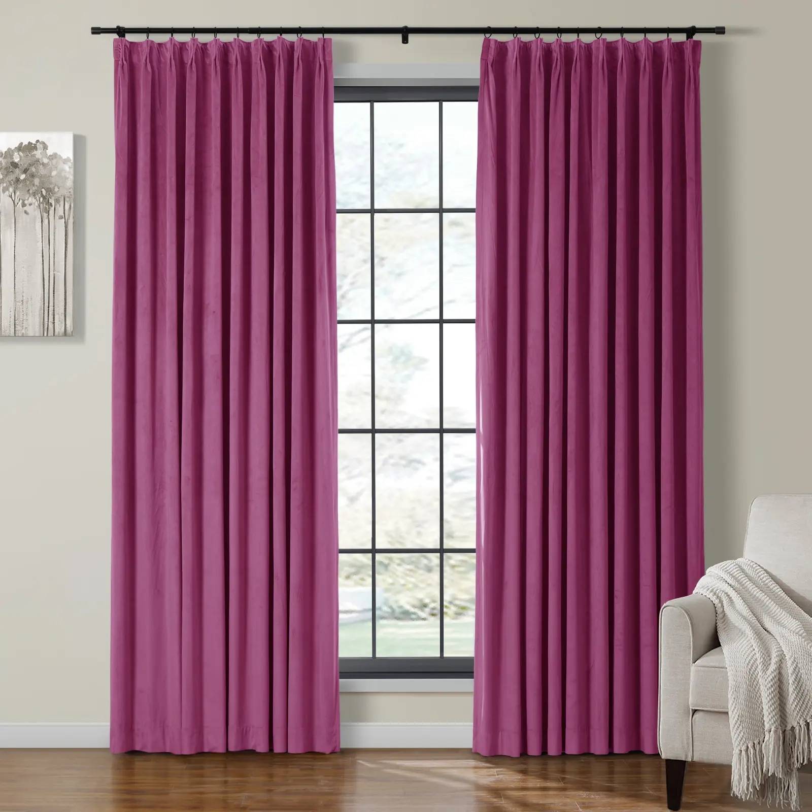 Birkin Velvet Curtain Pinch Pleated Thermal Drapes - Image 52