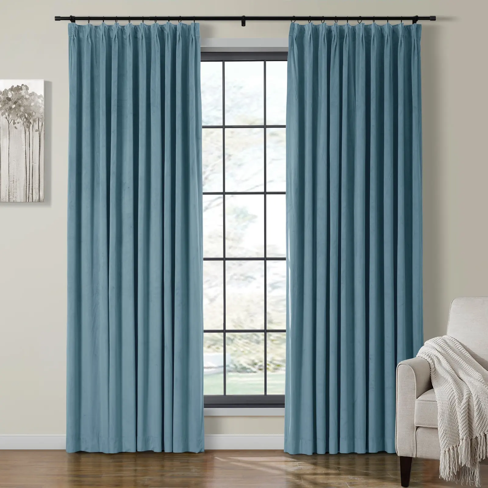 Birkin Velvet Curtain Pinch Pleated Thermal Drapes - Image 55