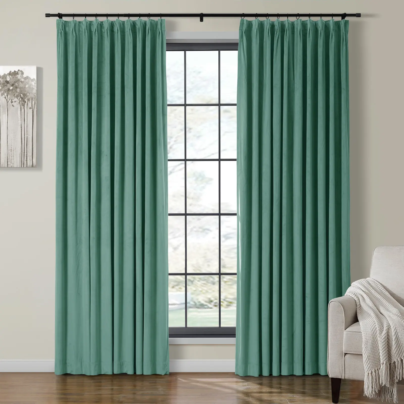 Birkin Velvet Curtain Pinch Pleated Thermal Drapes - Image 56