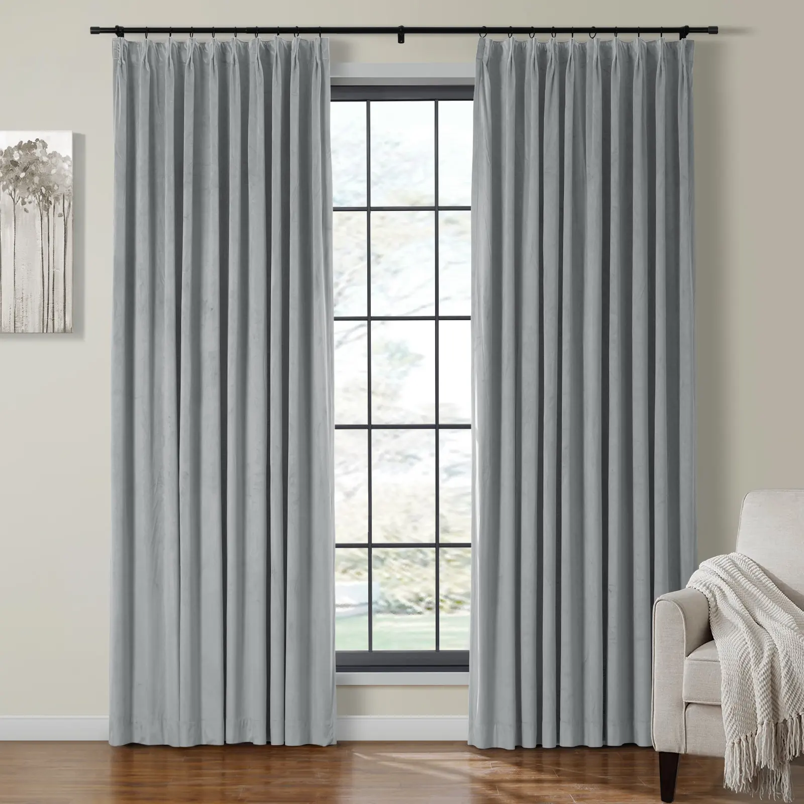 Birkin Velvet Curtain Pinch Pleated Thermal Drapes - Image 57