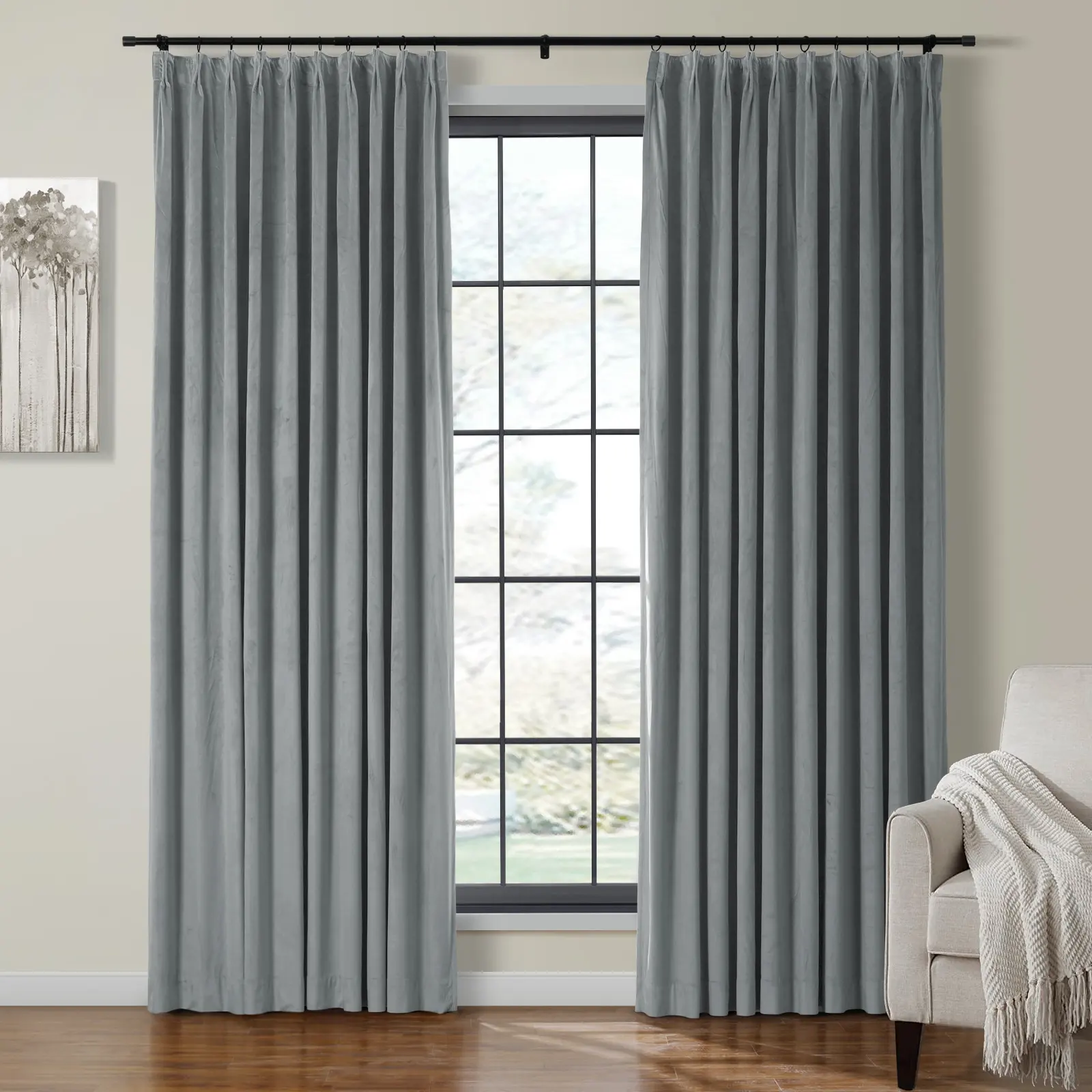 Birkin Velvet Curtain Pinch Pleated Thermal Drapes - Image 58