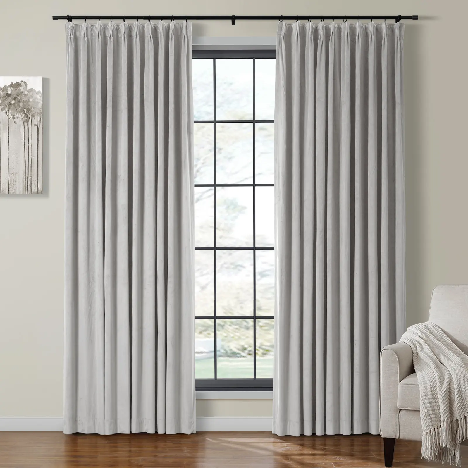 Birkin Velvet Curtain Pinch Pleated Thermal Drapes - Image 59