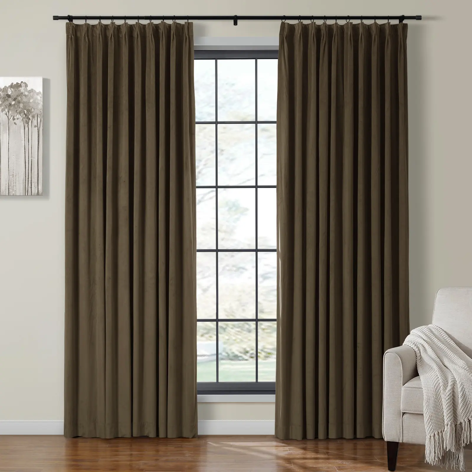 Birkin Velvet Curtain Pinch Pleated Thermal Drapes - Image 60