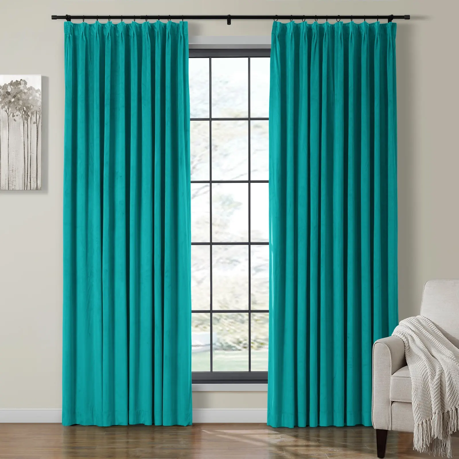 Birkin Velvet Curtain Pinch Pleated Thermal Drapes - Image 63