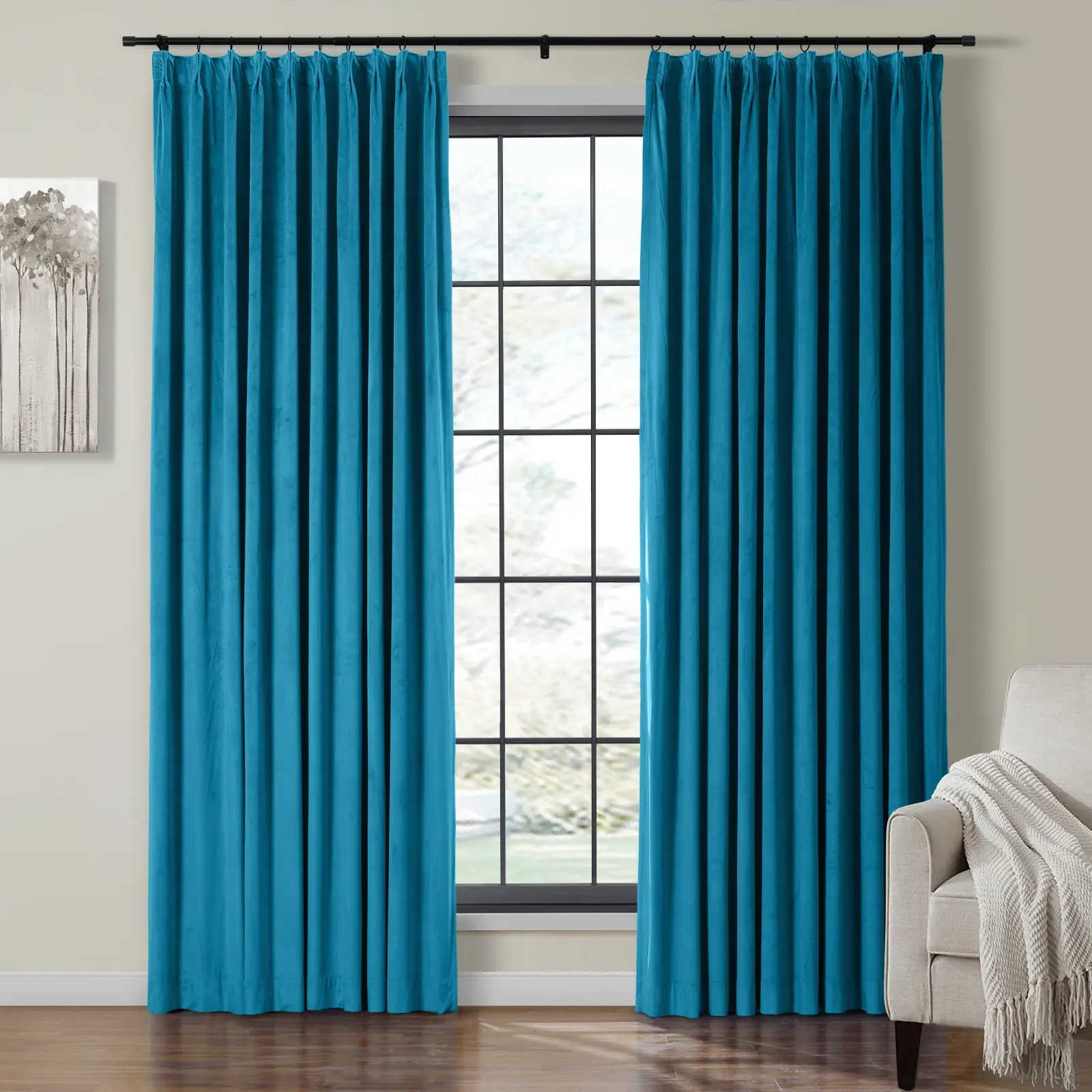 Birkin Velvet Curtain Pinch Pleated Thermal Drapes - Image 64