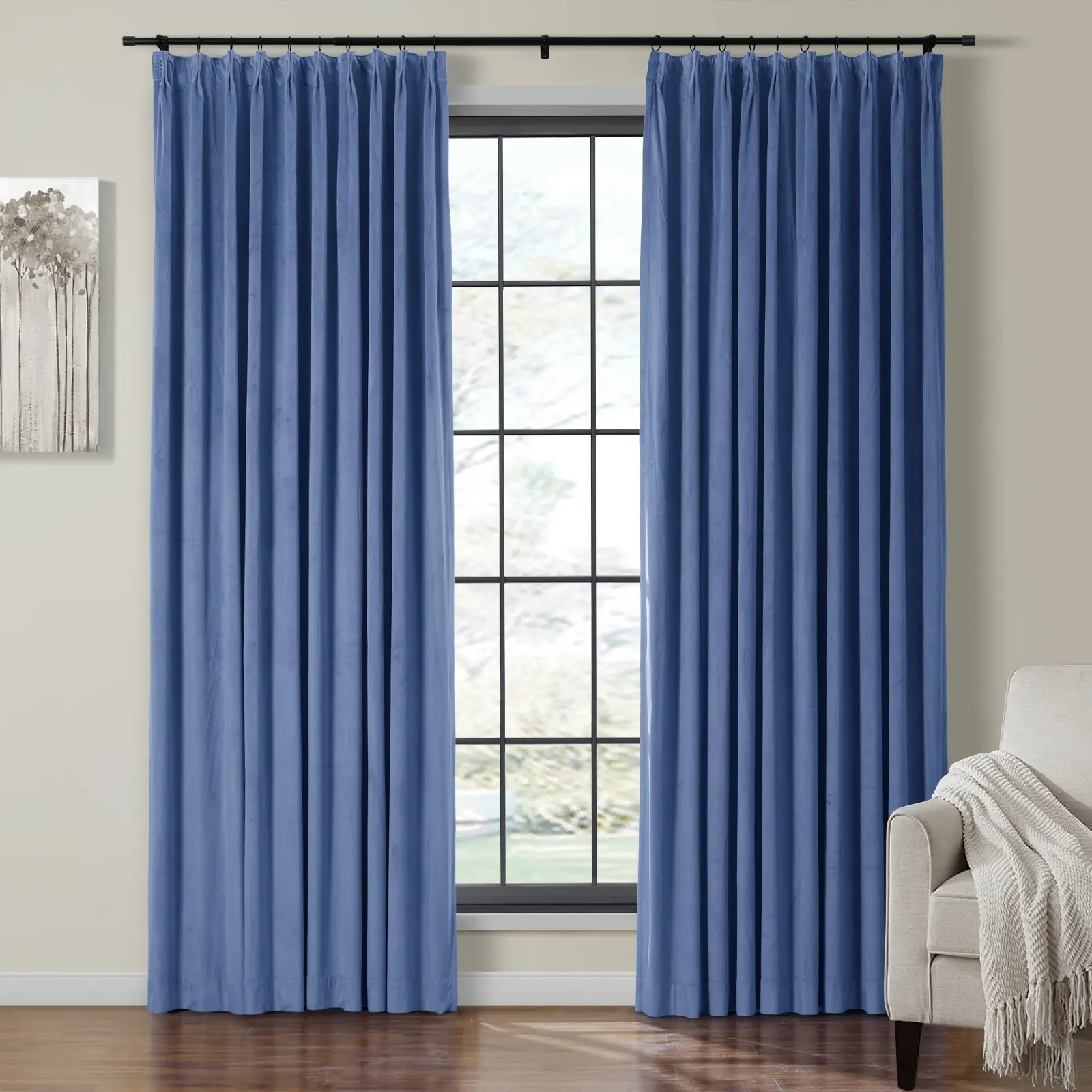 Birkin Velvet Curtain Pinch Pleated Thermal Drapes - Image 65