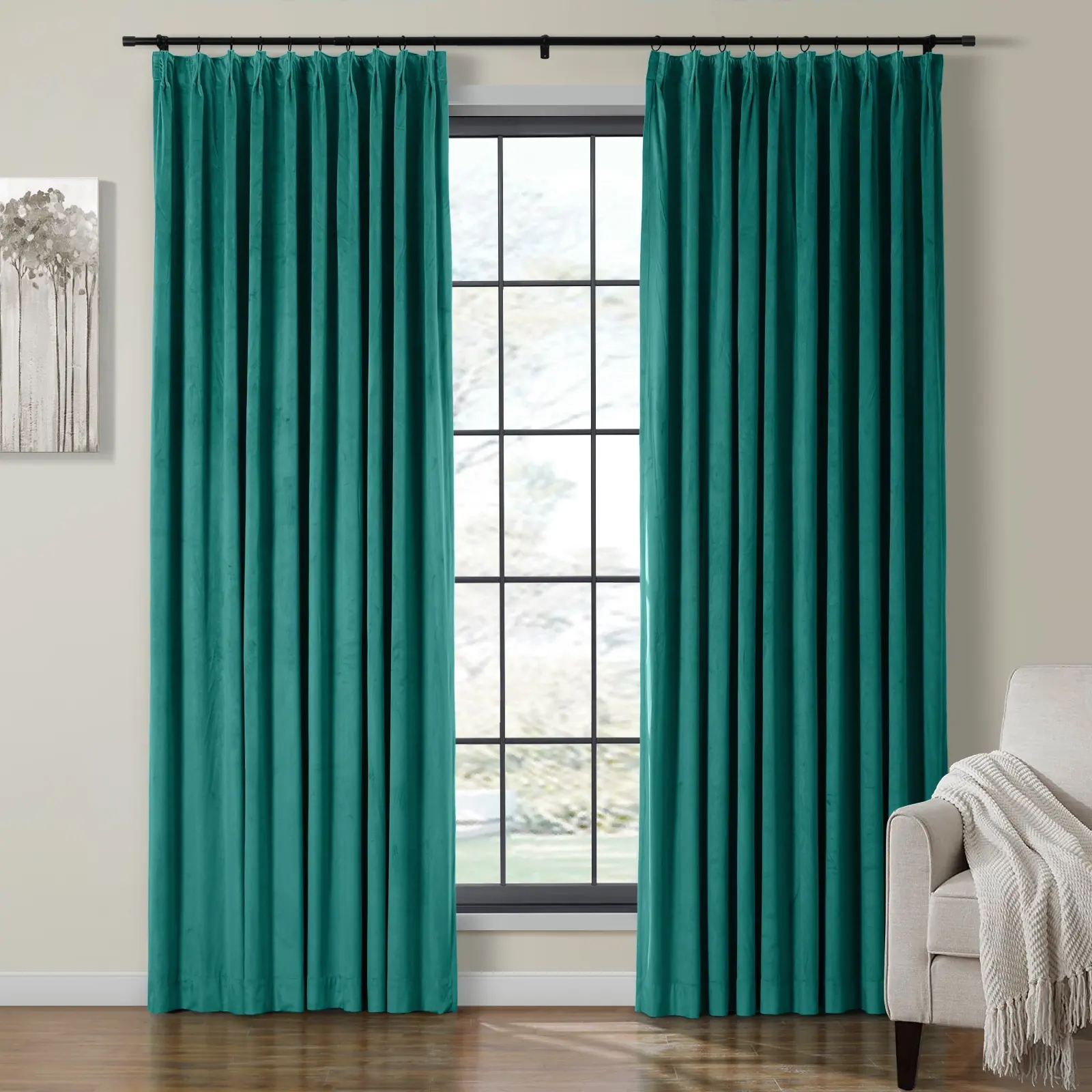 Birkin Velvet Curtain Pinch Pleated Thermal Drapes - Image 66