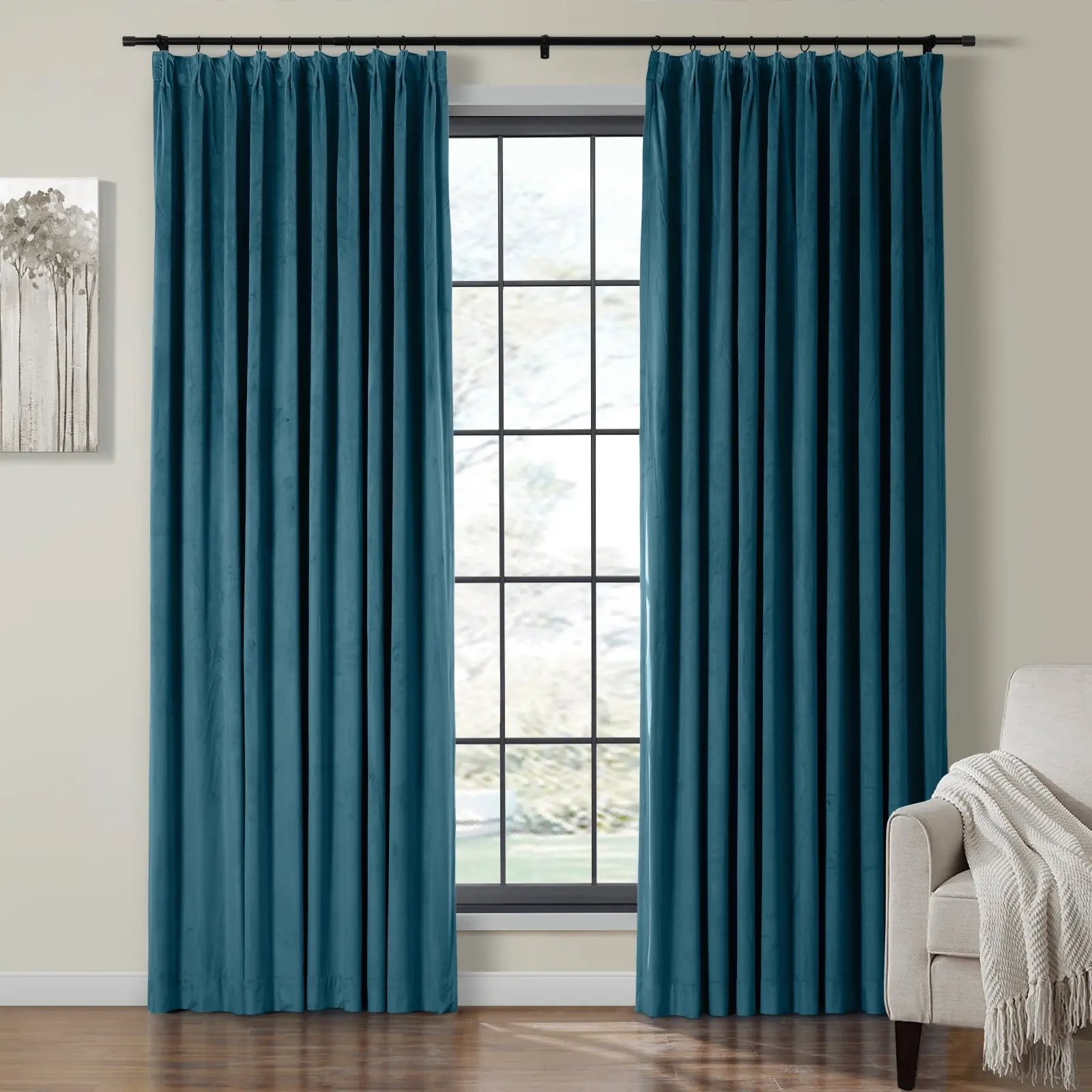 Birkin Velvet Curtain Pinch Pleated Thermal Drapes - Image 68