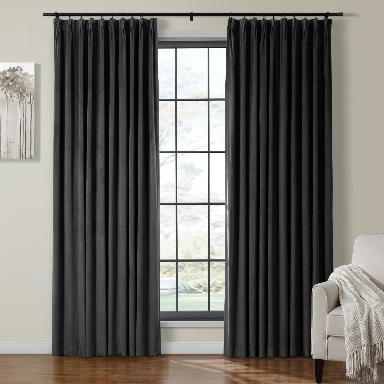 Birkin Velvet Curtain Pinch Pleated Thermal Drapes - Image 70