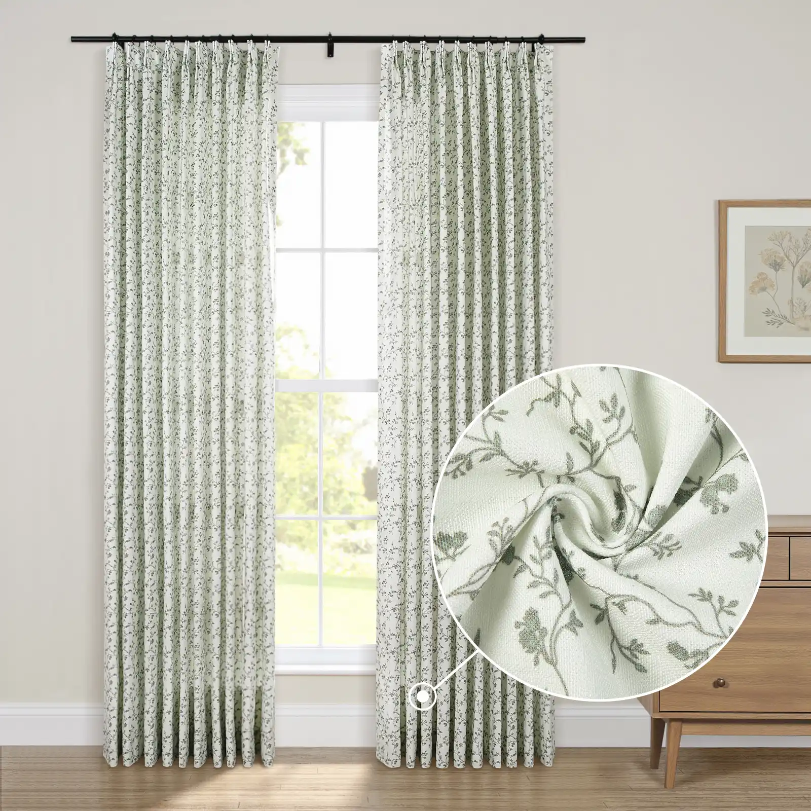Britt Bengoechea Floral Print Linen Cotton Drapery Pleated - Image 138