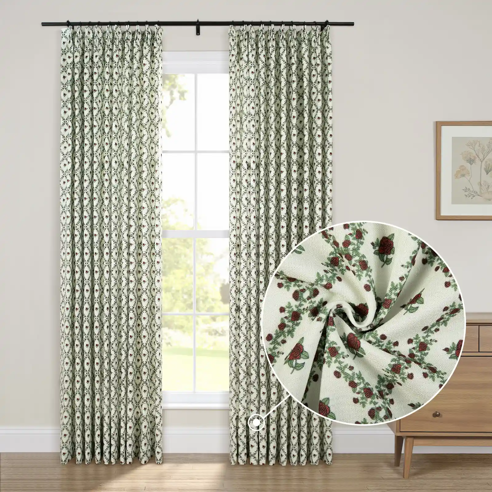 Britt Bengoechea Floral Print Linen Cotton Drapery Pleated - Image 140