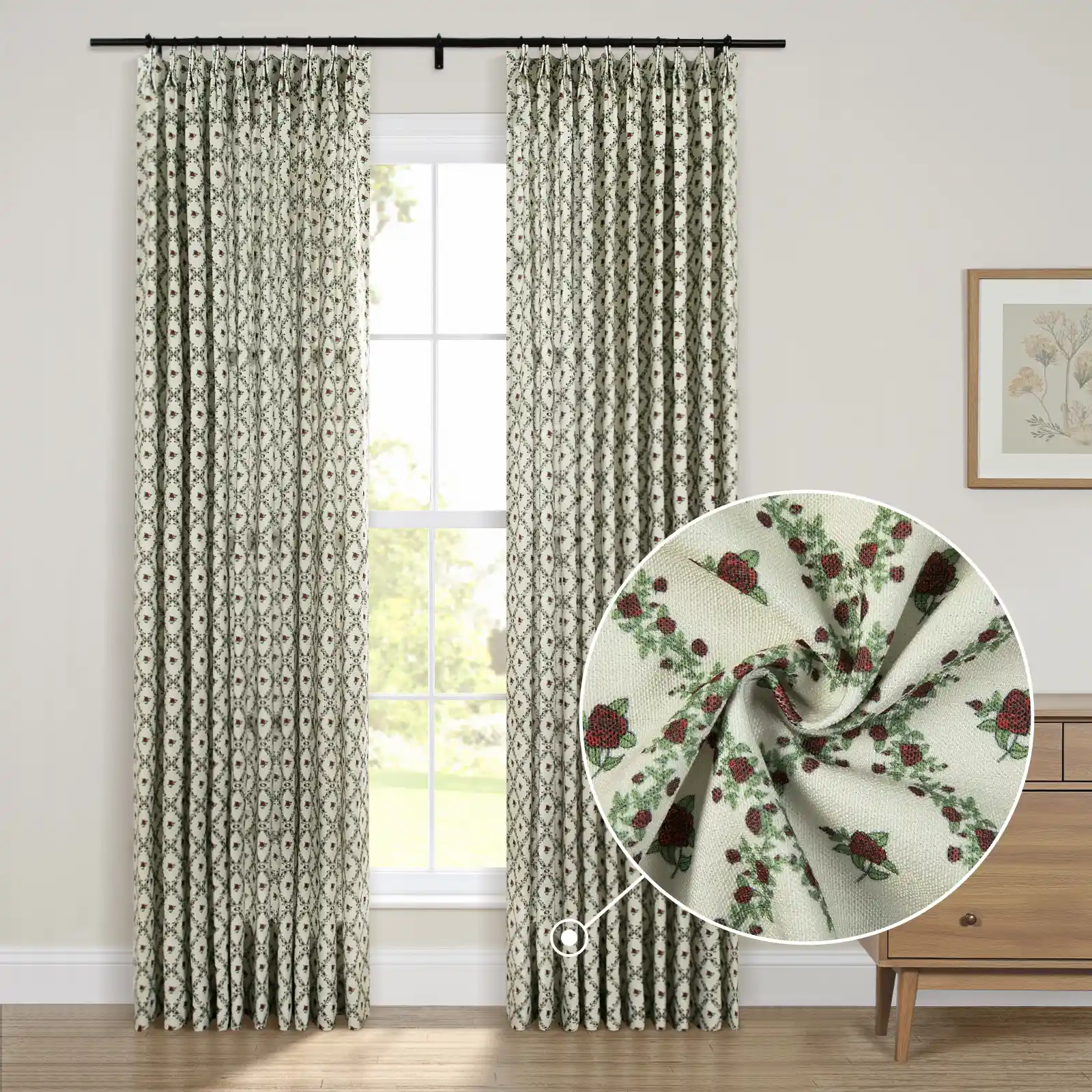 Britt Bengoechea Floral Print Linen Cotton Drapery Pleated - Image 141