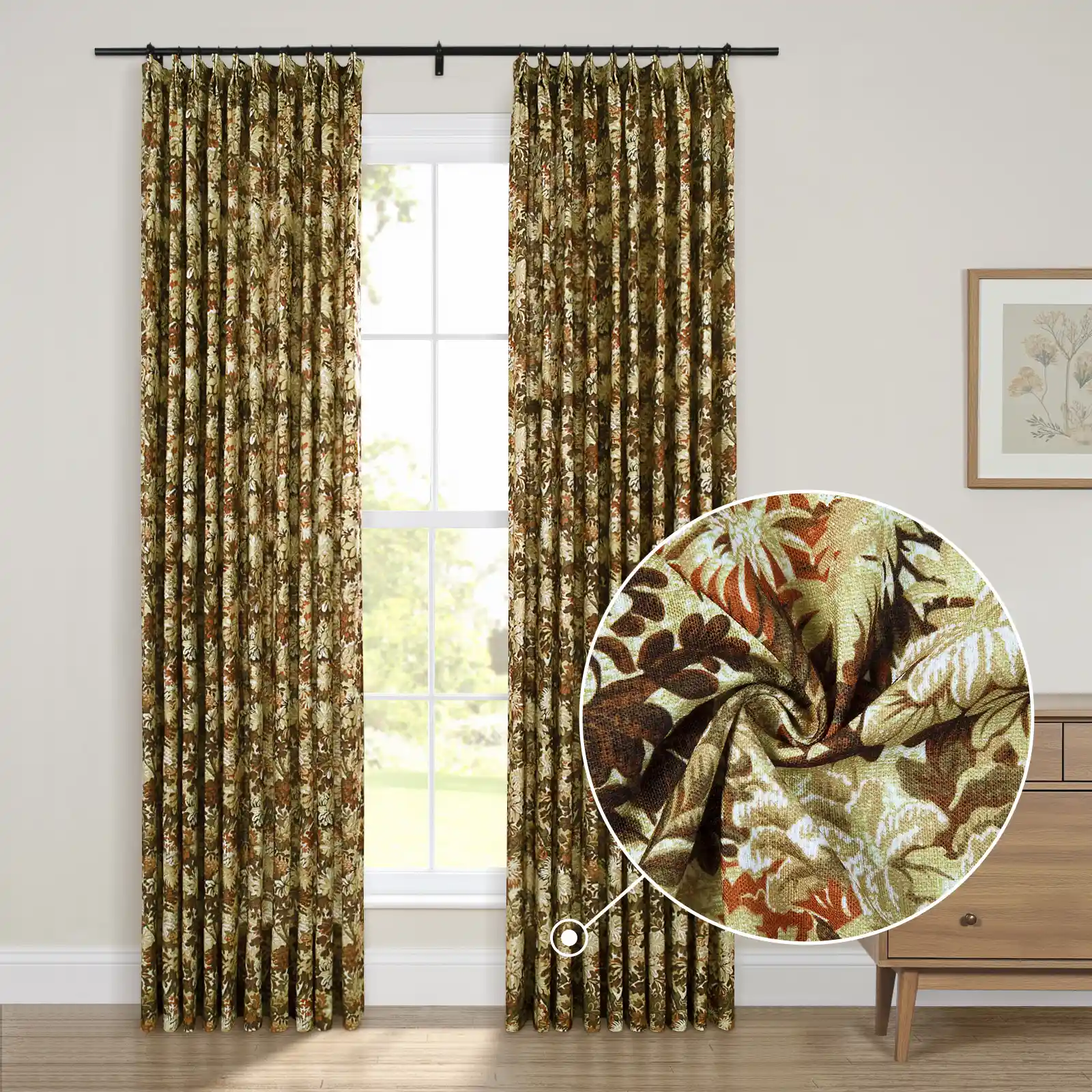 Britt Bengoechea Floral Print Linen Cotton Drapery Pleated - Image 143