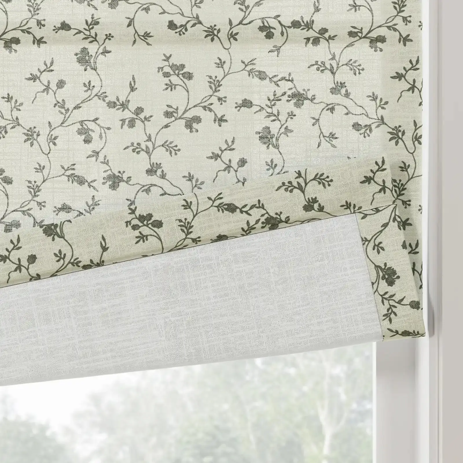 Britt Bengoechea Floral Print Linen Cotton Roman Shade Cordless - Image 49