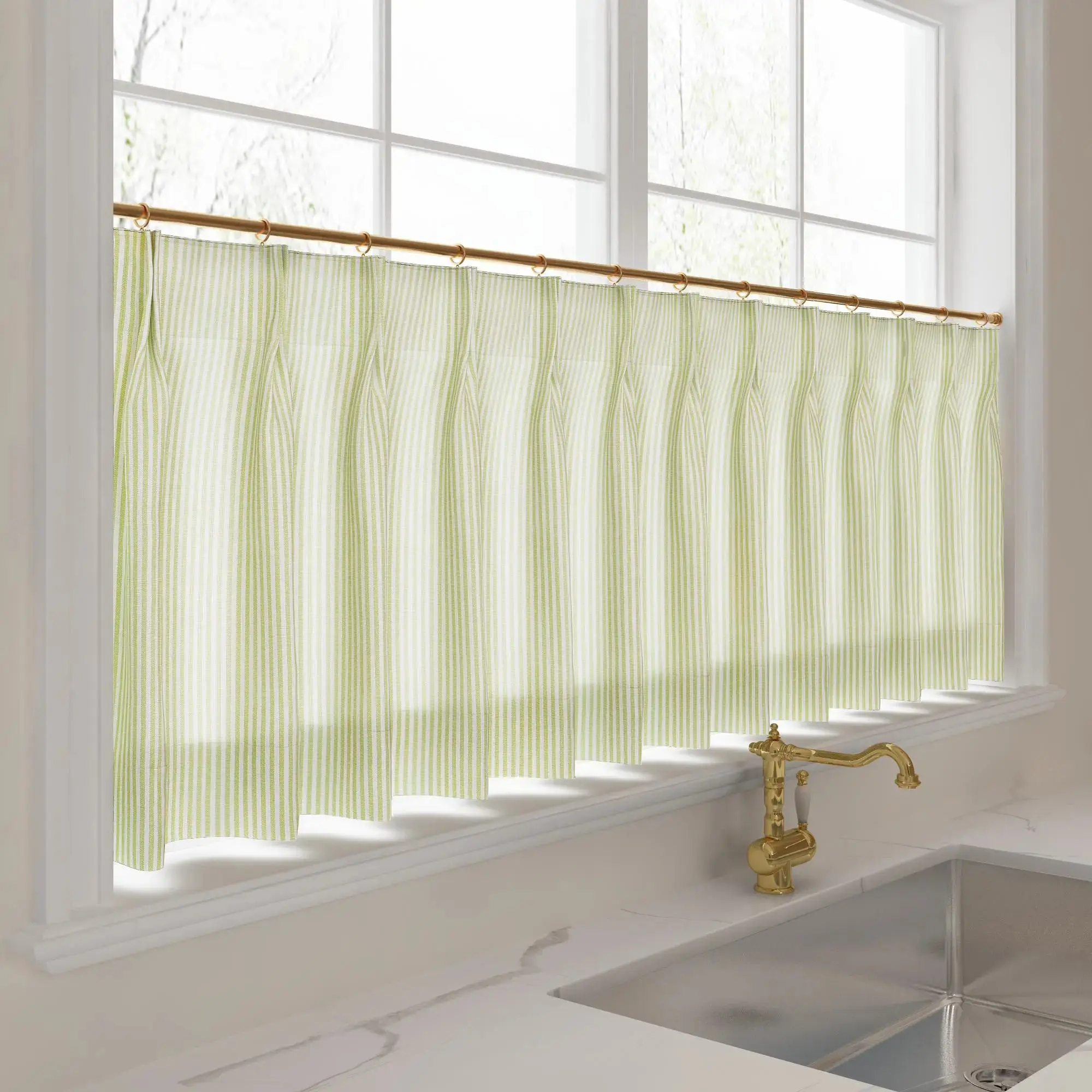 Celia Striped Plaid Cafe Curtain - Image 27