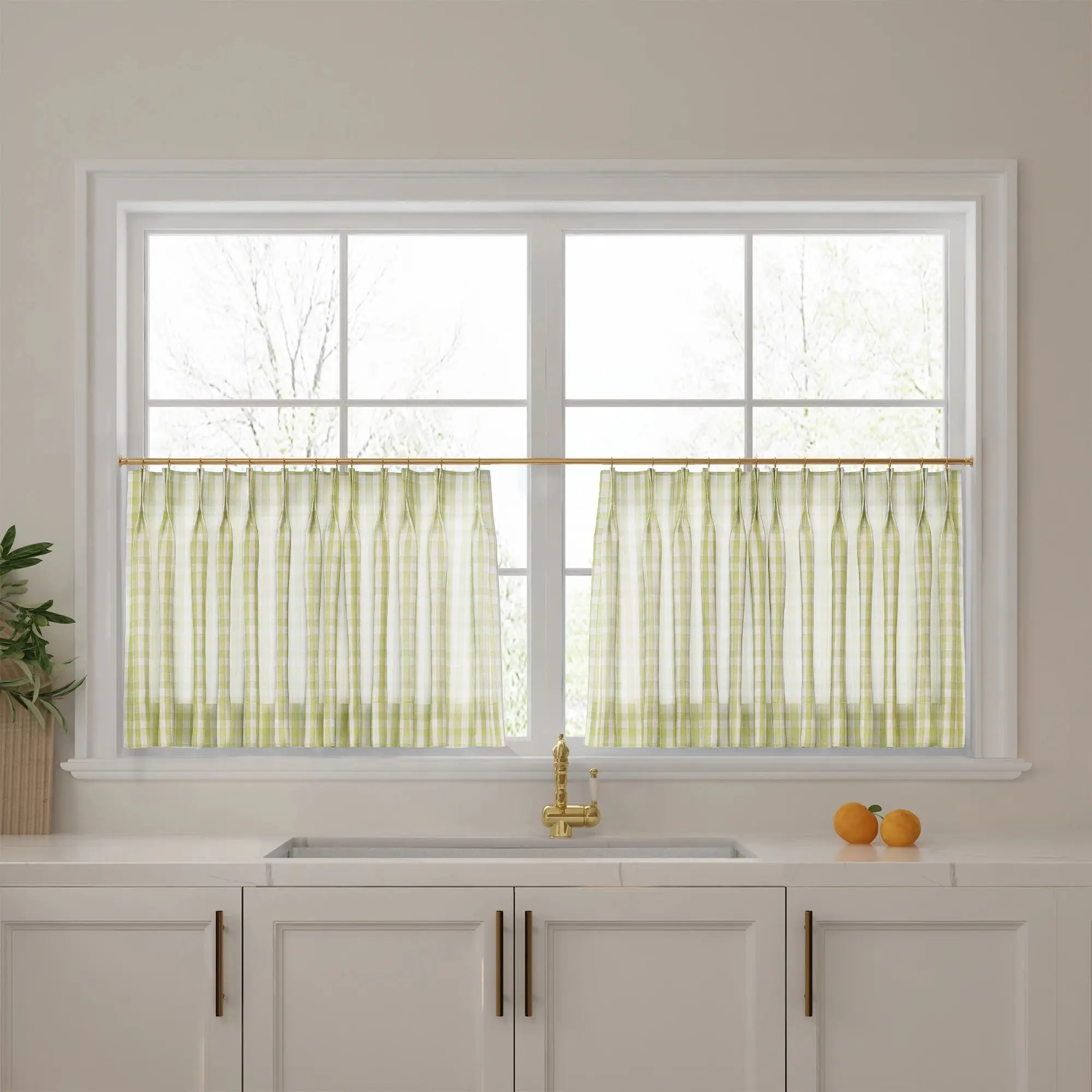 Celia Striped Plaid Cafe Curtain - Image 28