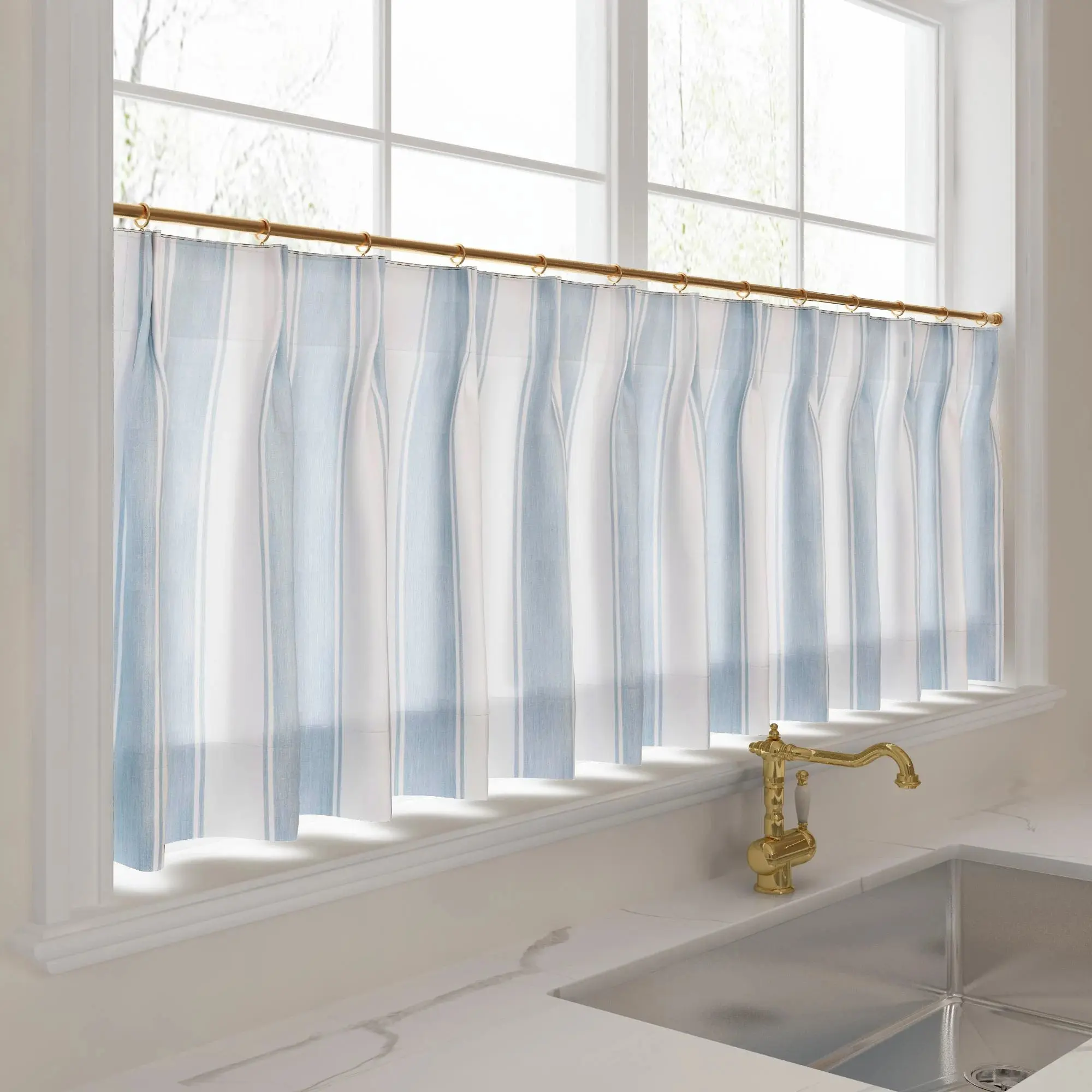 Celia Striped Plaid Cafe Curtain - Image 30