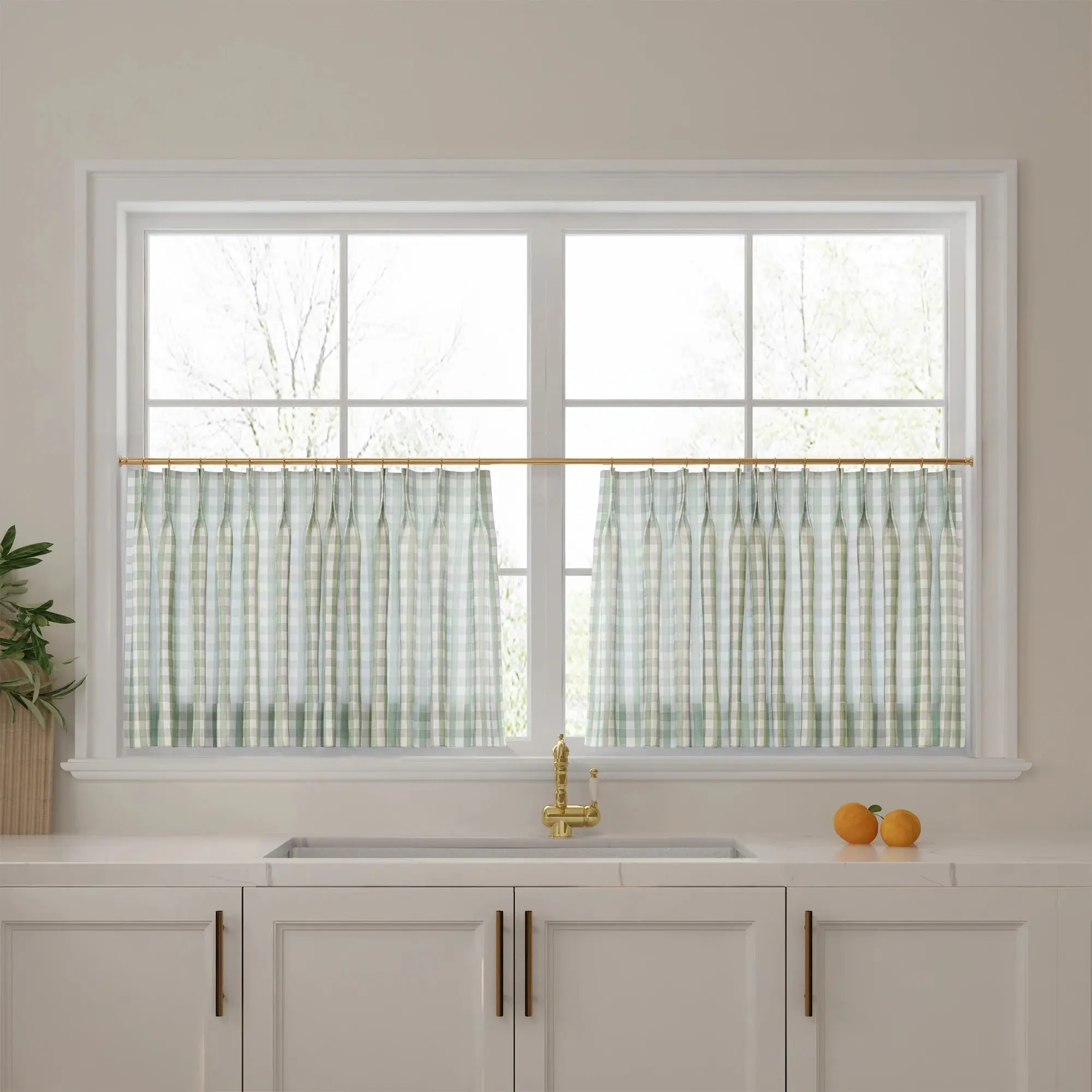 Celia Striped Plaid Cafe Curtain - Image 31